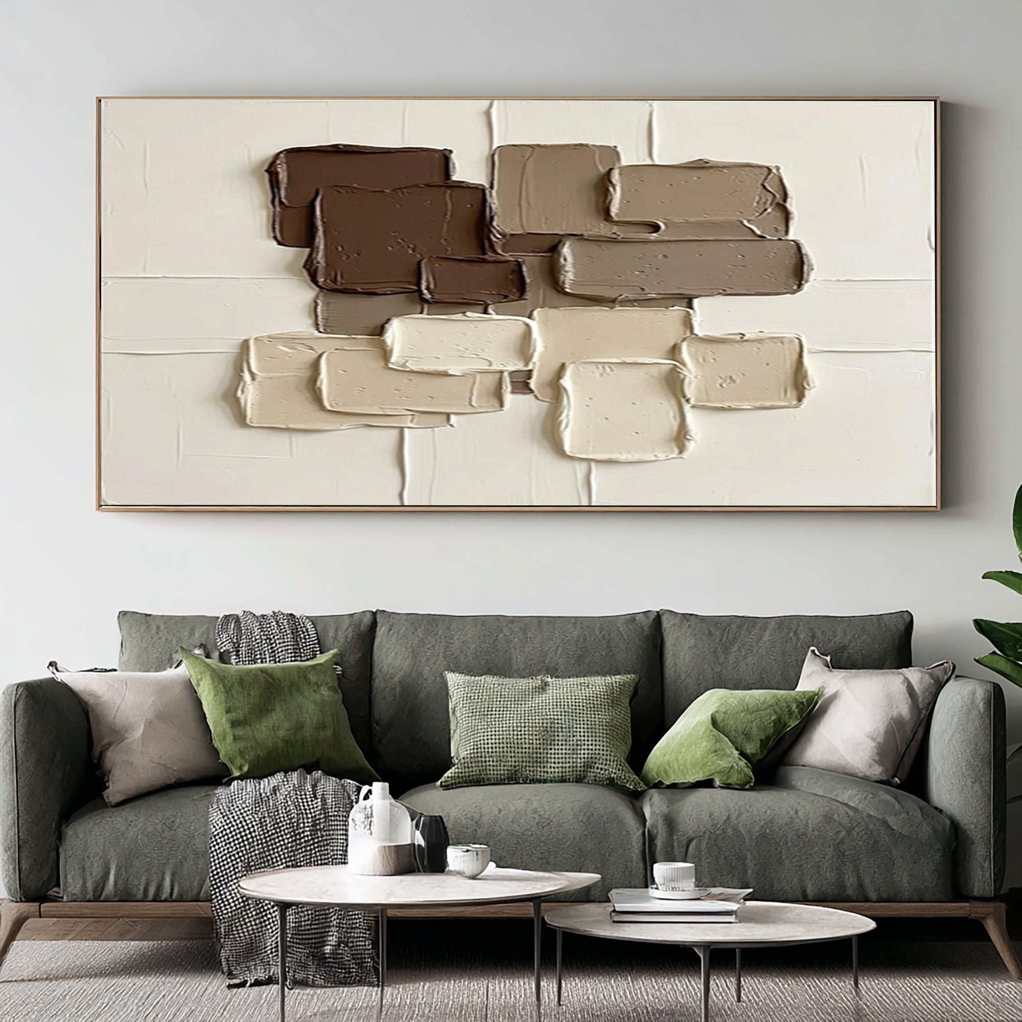 Large Contemporary Neutral Wall Art Geometric Texture Canvas Decor