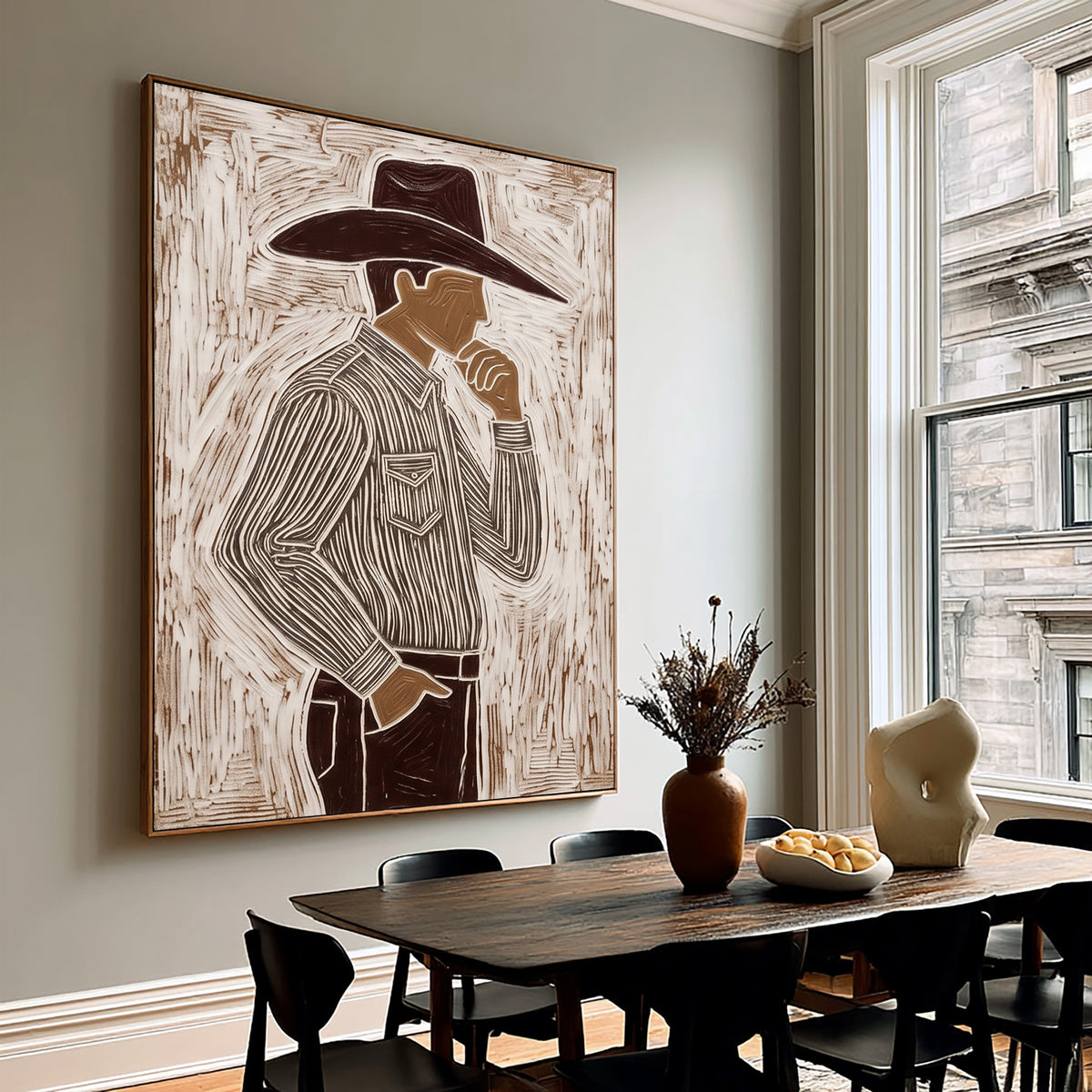 The Confidence of a Cowboy Western Figurative Painting Cowboy Wall Art Hand Painted Artwork