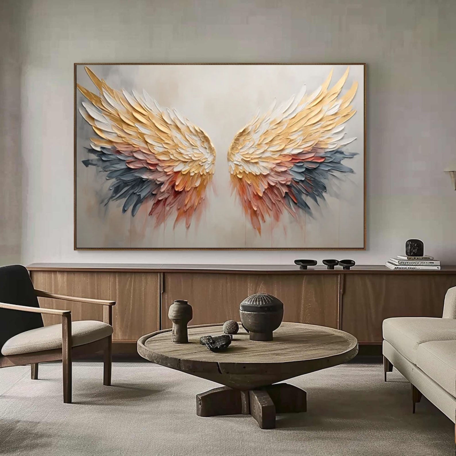 Colorful Angel Wings Canvas Large Abstract Wall Art #MM169