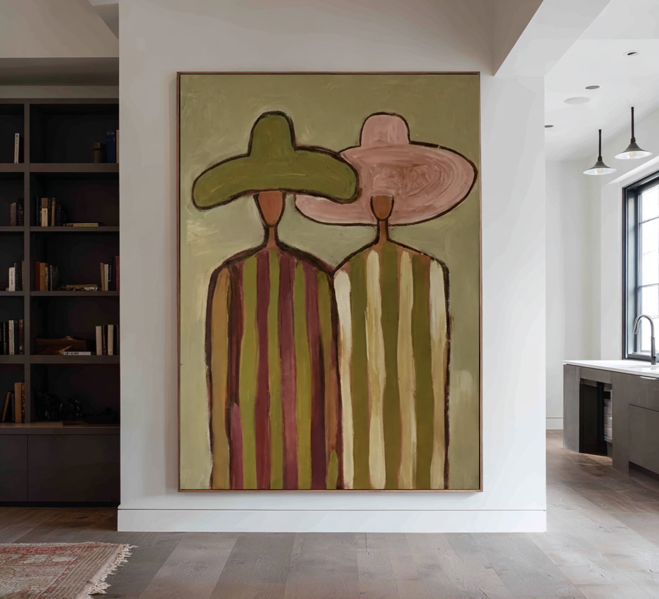 Contemporary Minimalist Couple Painting Elegant Neutral Wall Decor