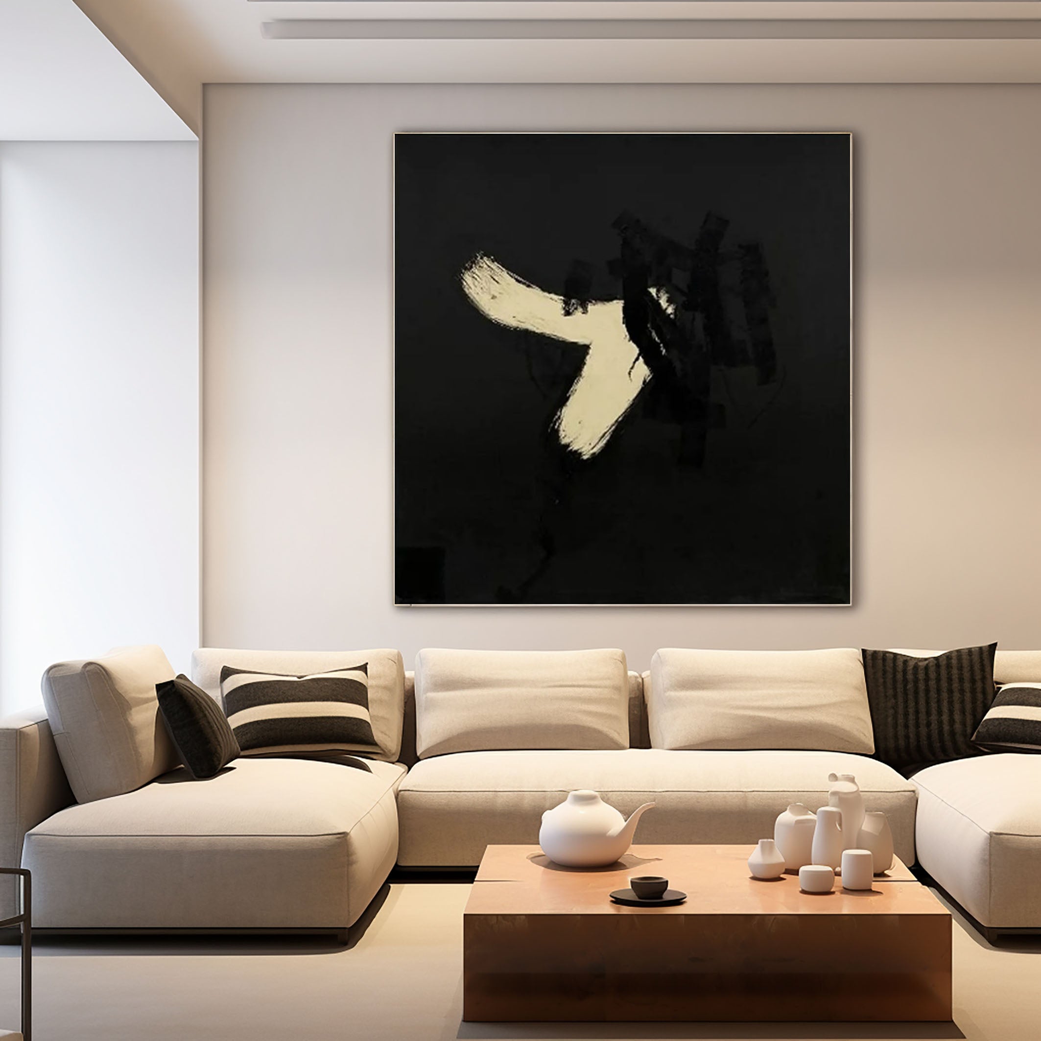 Abstract Dynamics Bold Black and White Painting #MM078