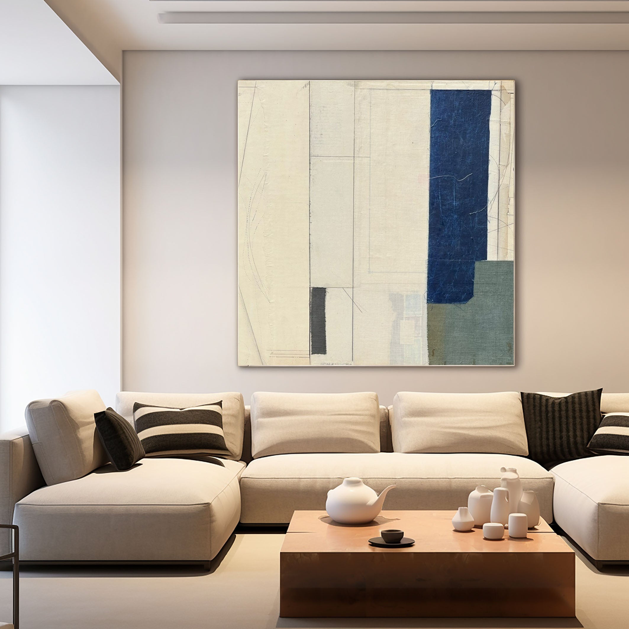 Neutral Tones Abstract Canvas Minimalist Wall Art #MC020