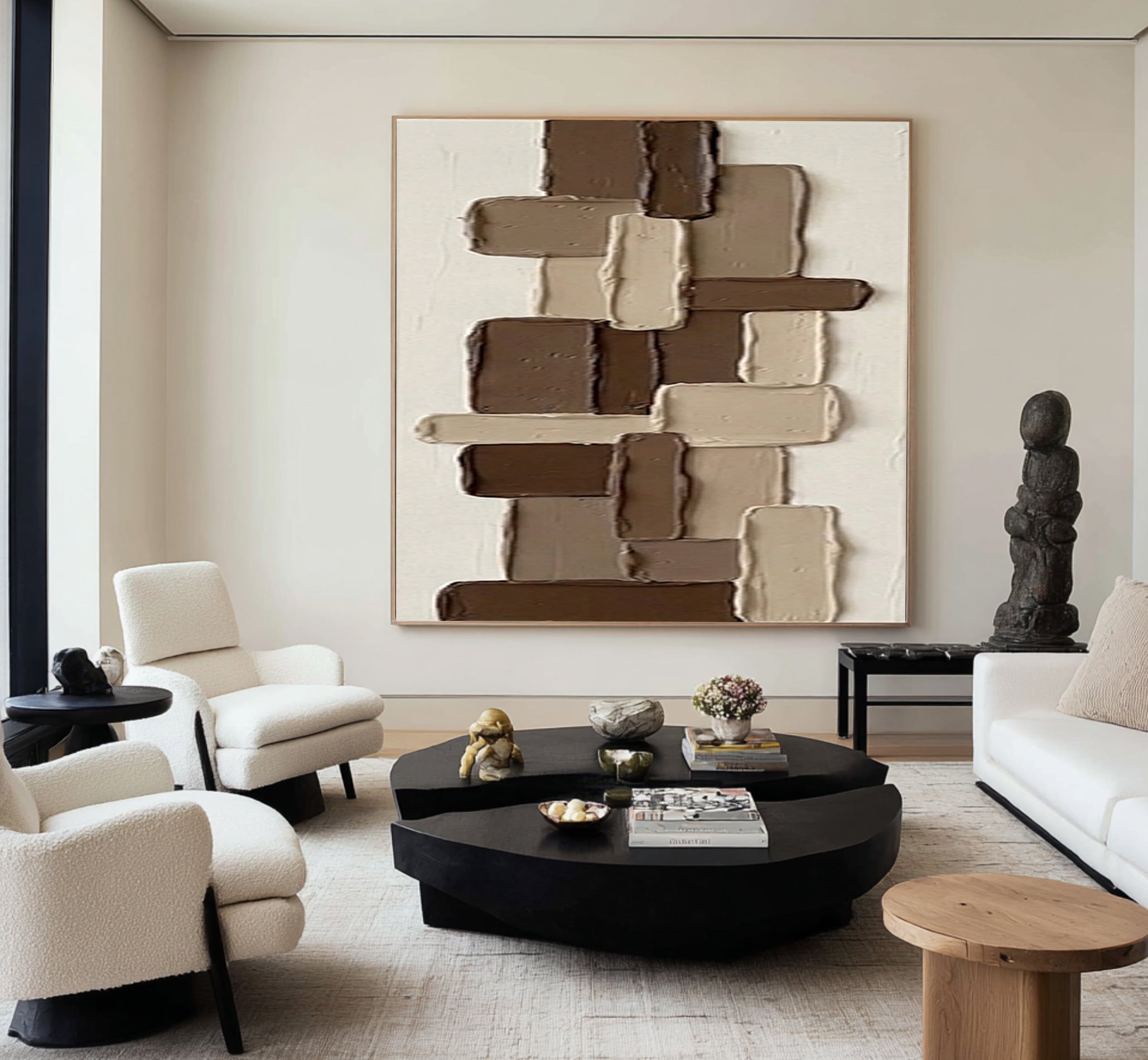 Large Earth Tone Textured Wall Art Hand Painted Abstract Canvas