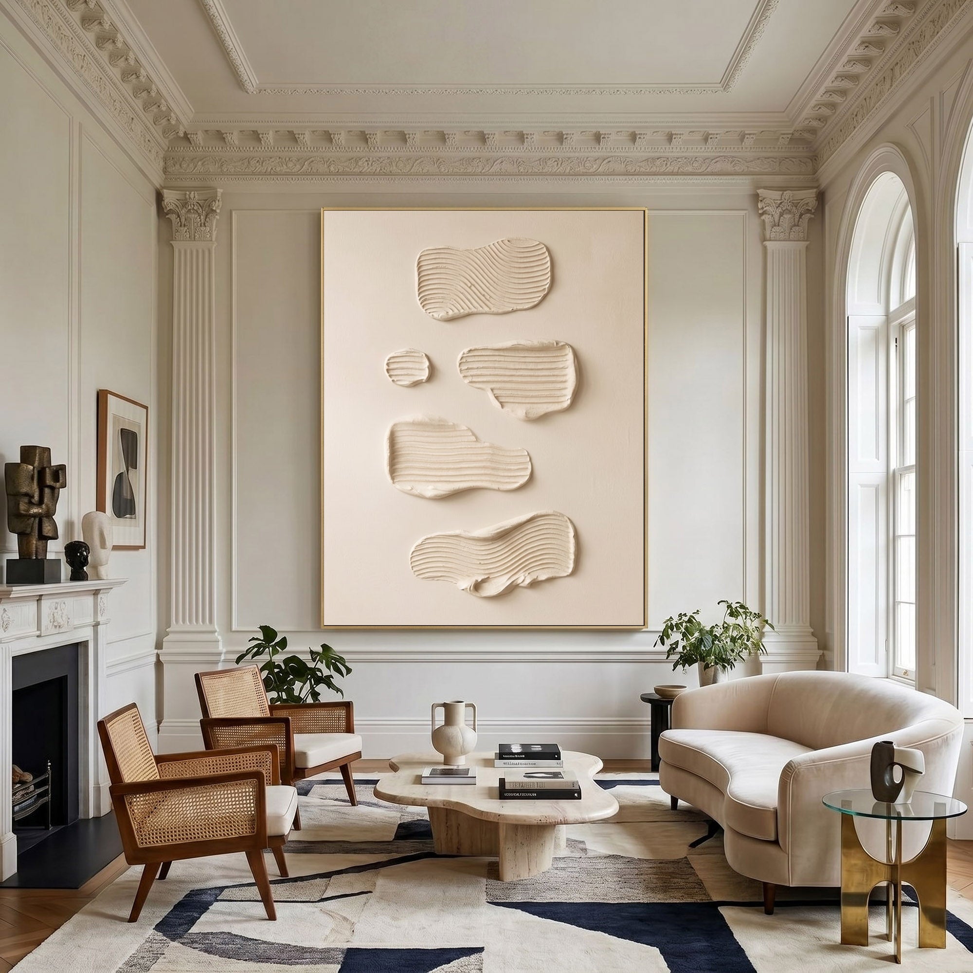 Large Abstract Wall Art Textured Oil Painting Neutral Modern Minimalist Artwork