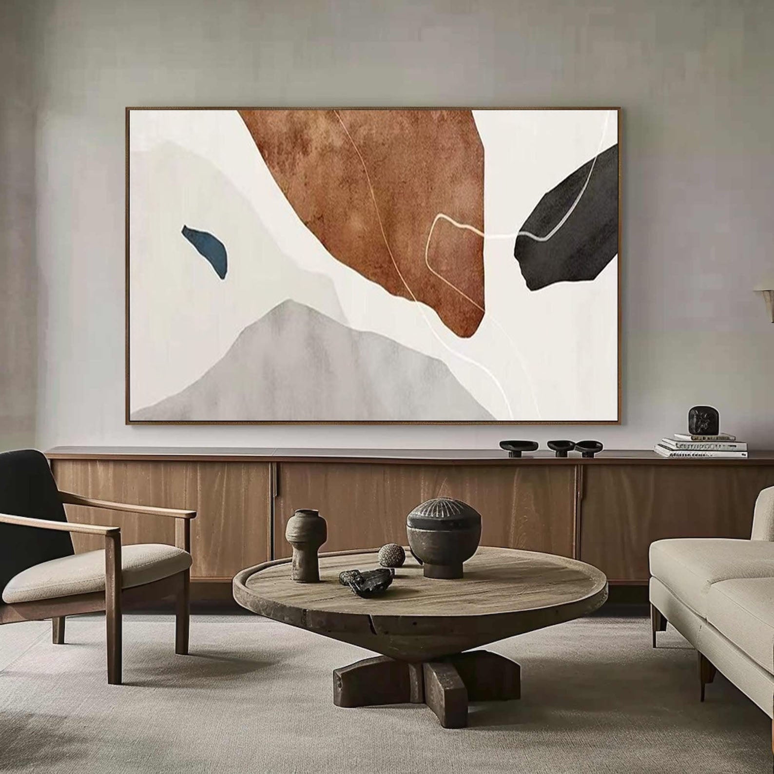 Large Contemporary Wall Art in Warm Neutral Shades #MC030