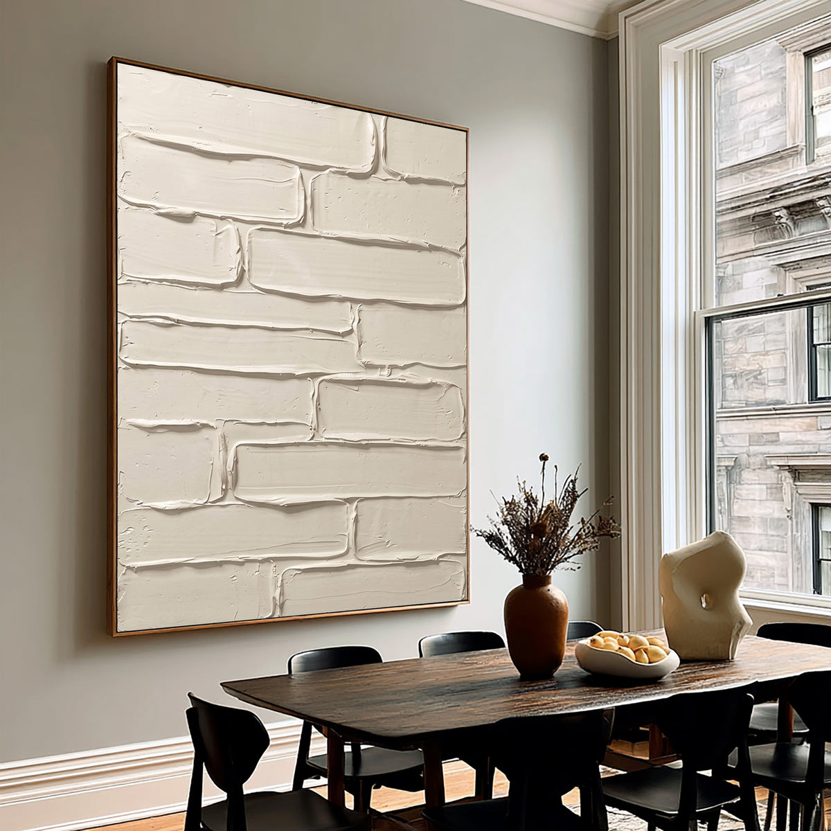 Handcrafted Surface Contemporary Neutral Abstract Painting Textured Cream White Handmade Wall Art