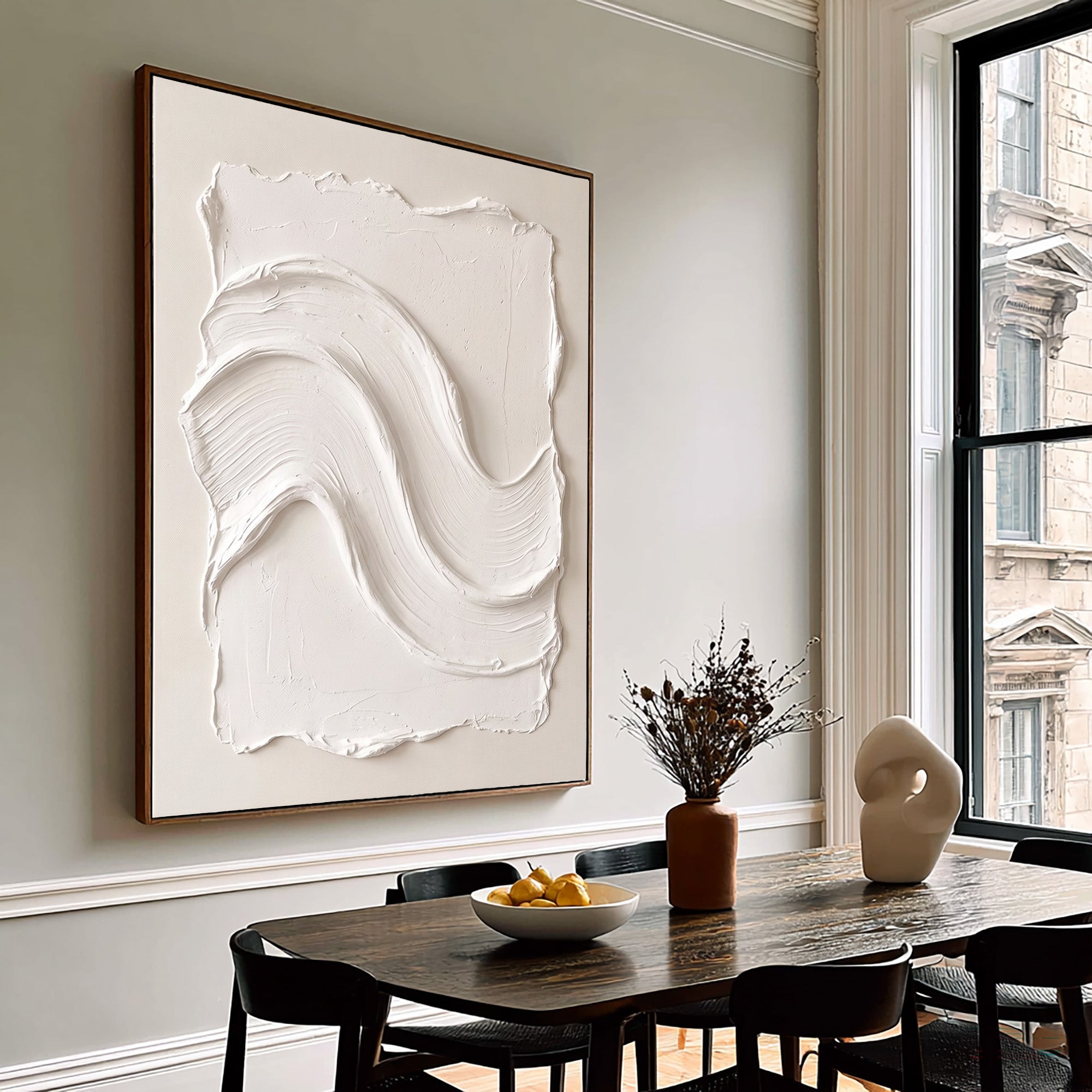 Large Quiet Luxury Abstract Wall Art Textured Oil Painting Minimalist Neutral Artwork Modern Interior Decor