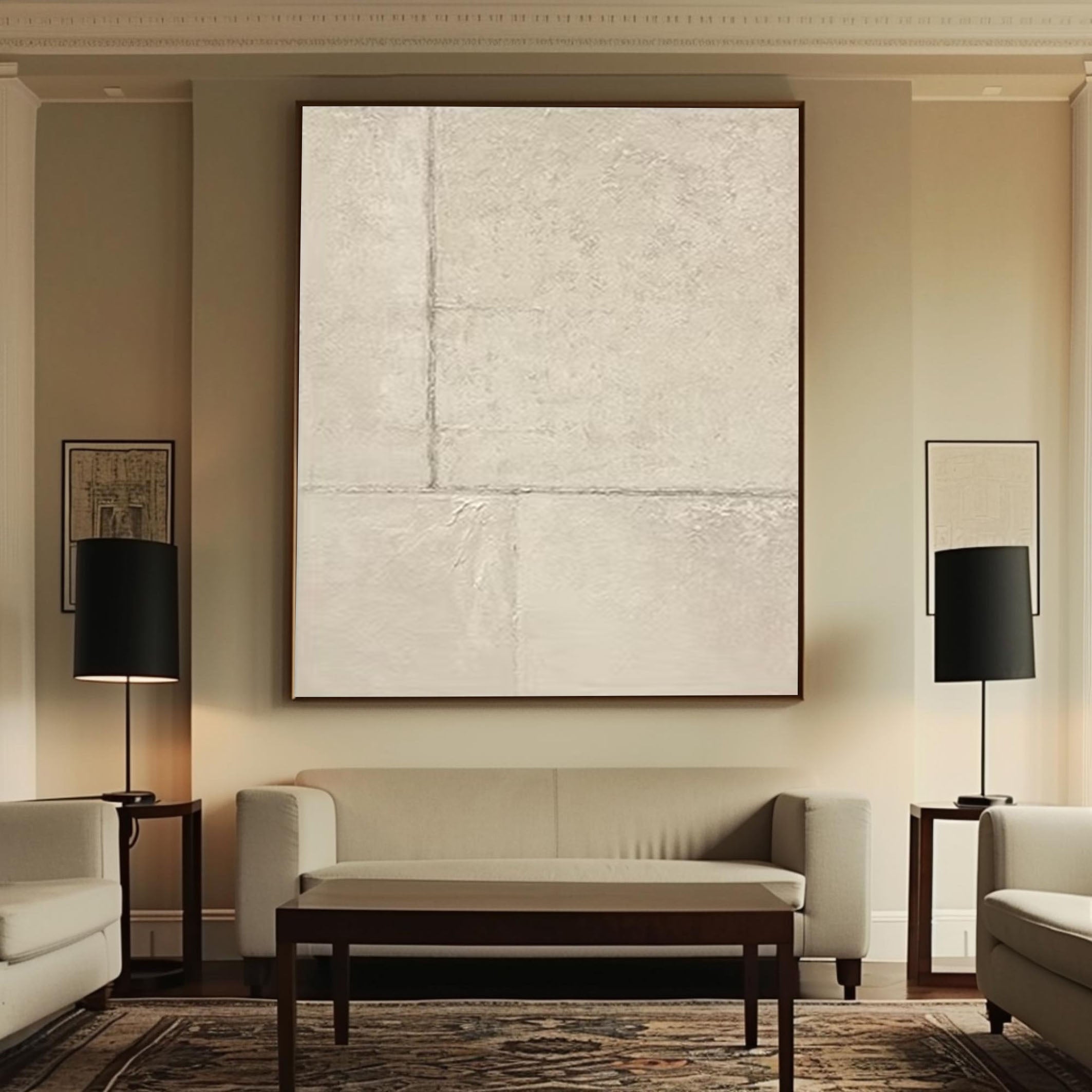 Large Neutral Abstract Painting In Canvas