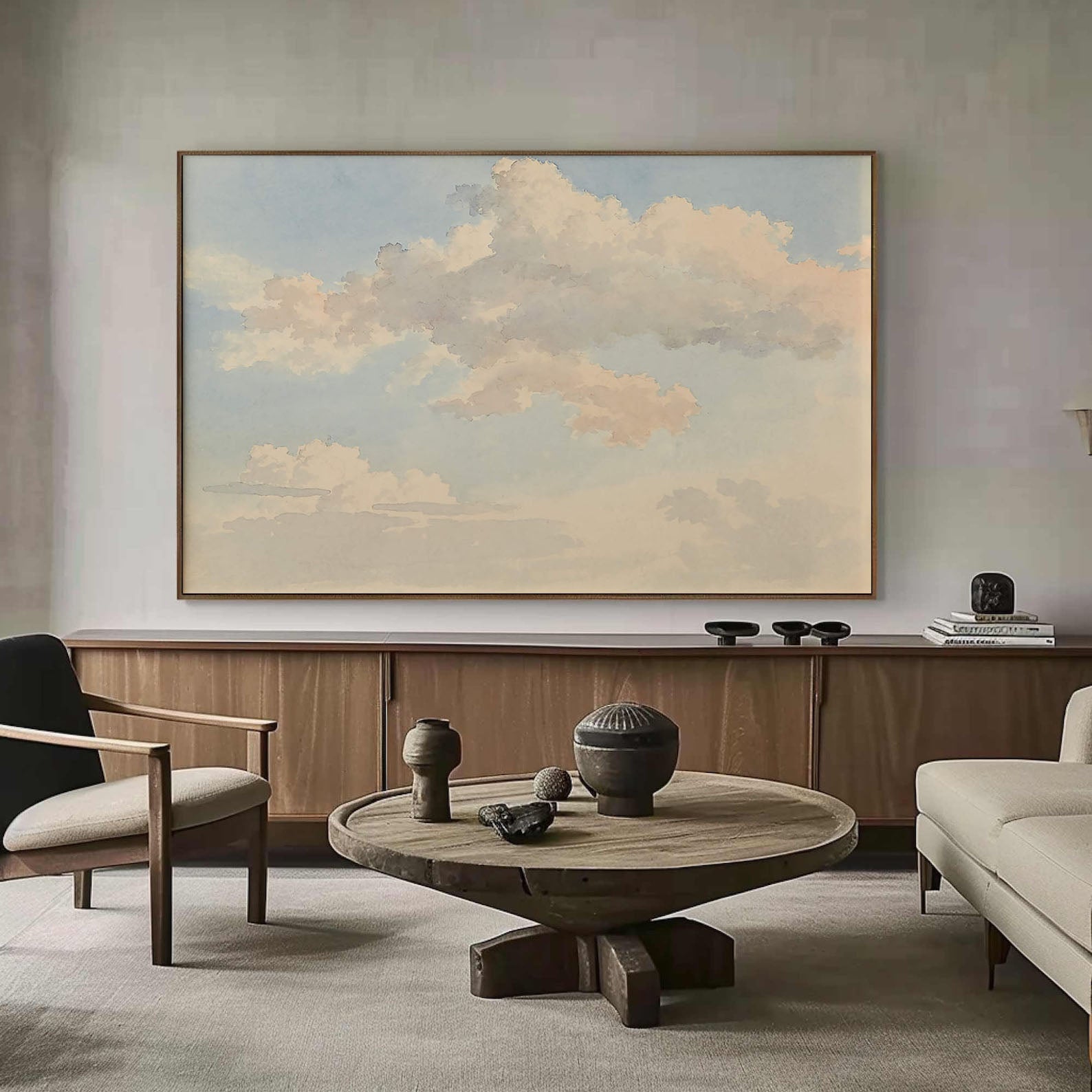 Horizontal Cloudscape with Diffused Light, Contemporary canvas #MM367