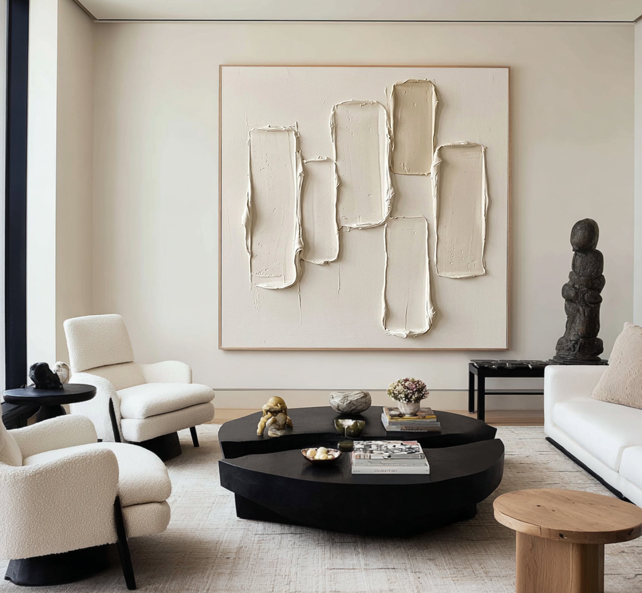 Large Architectural Textured Wall Art Contemporary Minimalist Neutral Painting