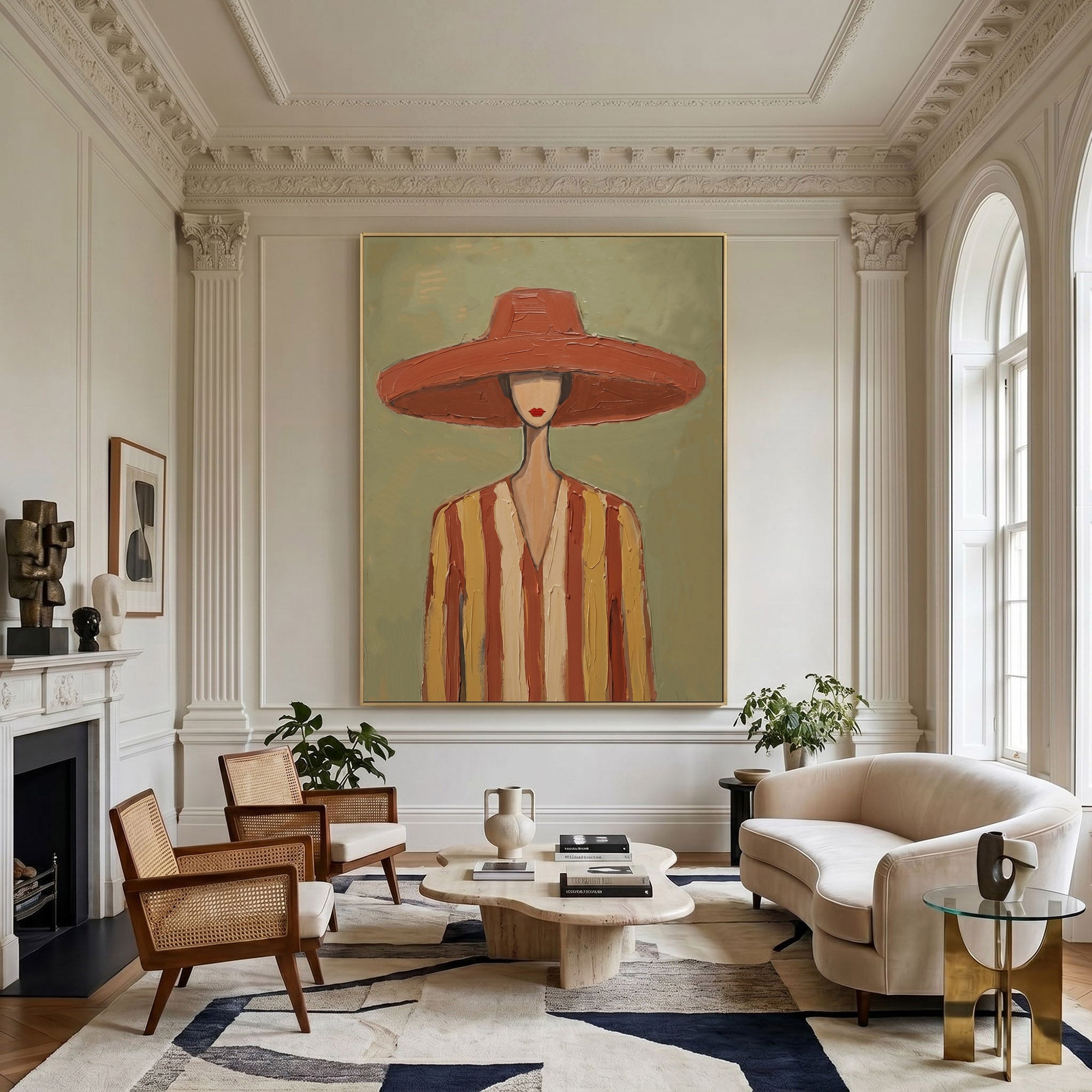 Large Cowgirl Wall Art Vintage Americana Art Western Woman Portrait Oil Painting Cowboy Style Home Decor