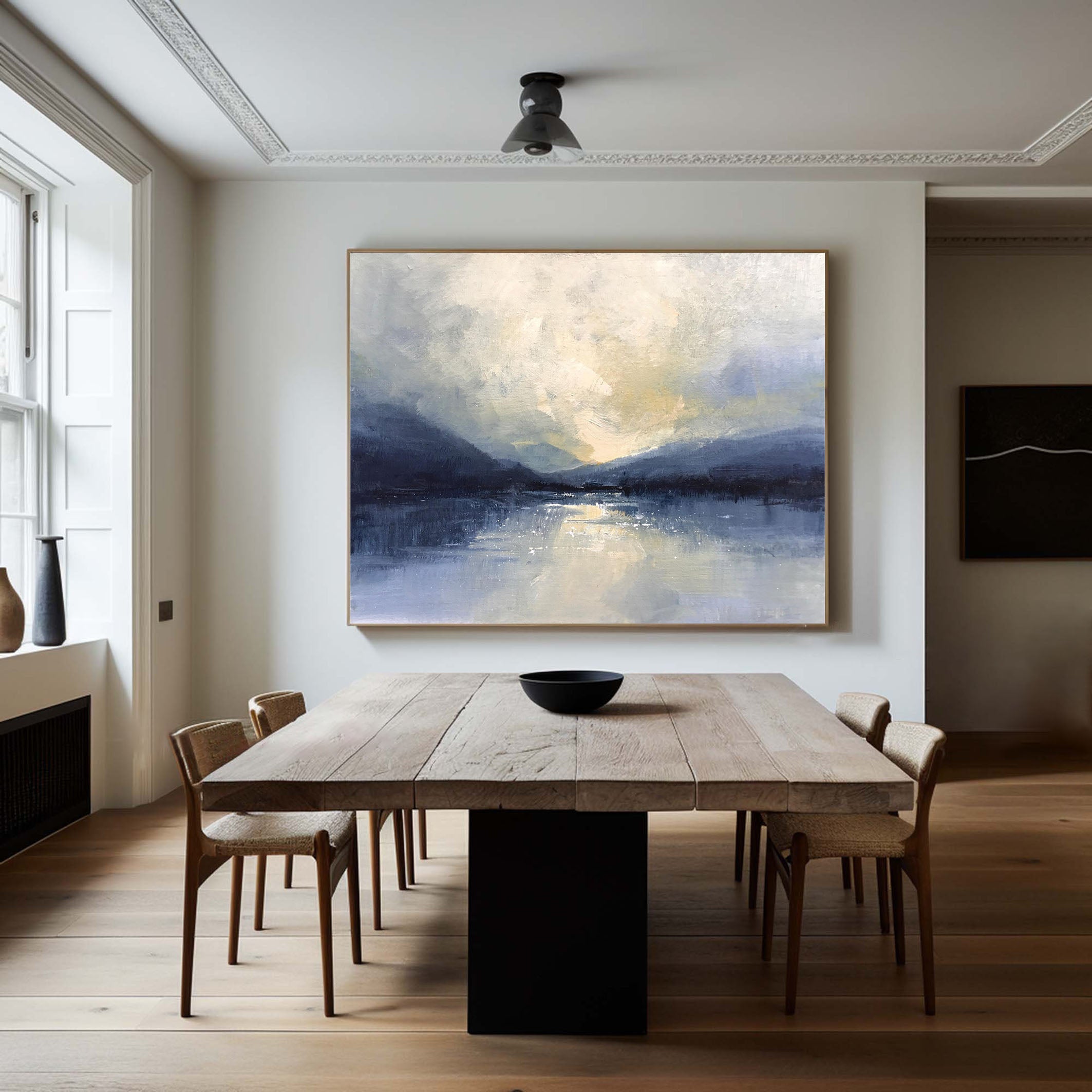 Modern Lakeview Artwork Abstract Oil Painting for House #AB015