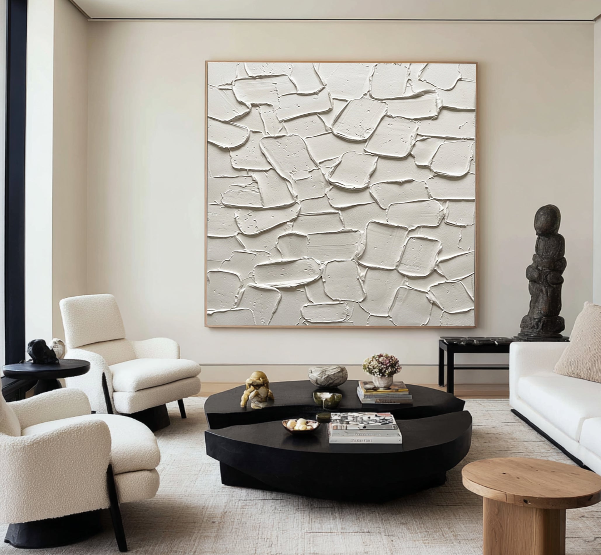 Large Stone Inspired Textured Wall Art Neutral Contemporary Canvas Painting
