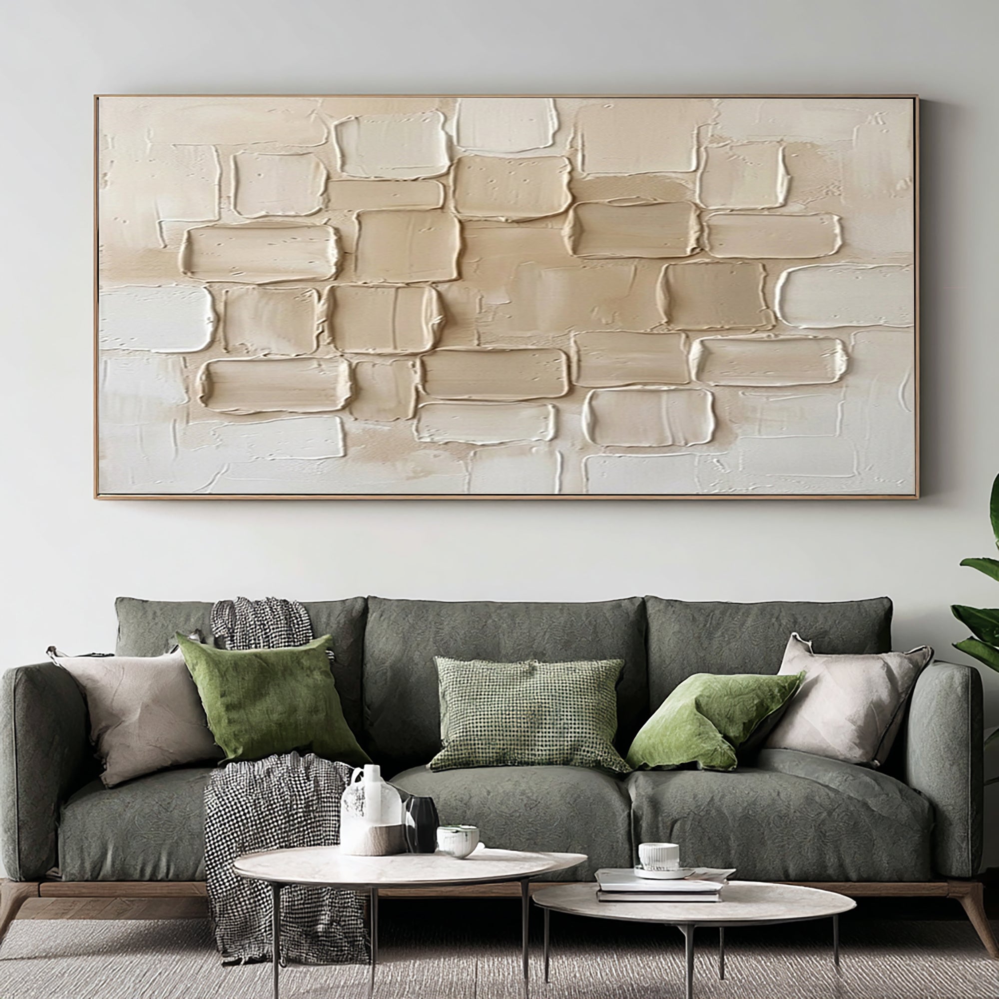 Large Beige Minimalist Textured Wall Art Neutral Contemporary Canvas