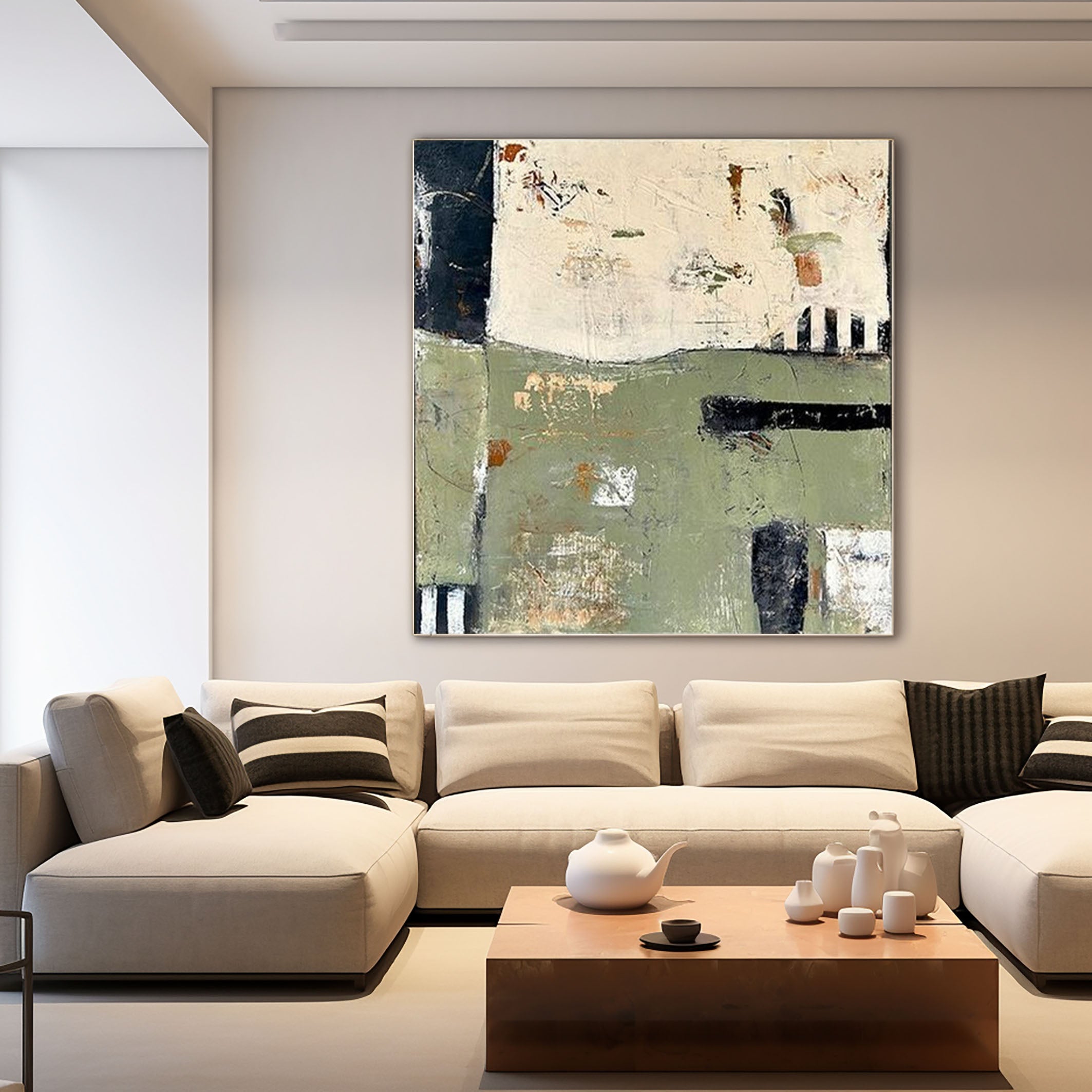 Rustic Elegance Abstract Canvas Mid Century Wall Art #MC016