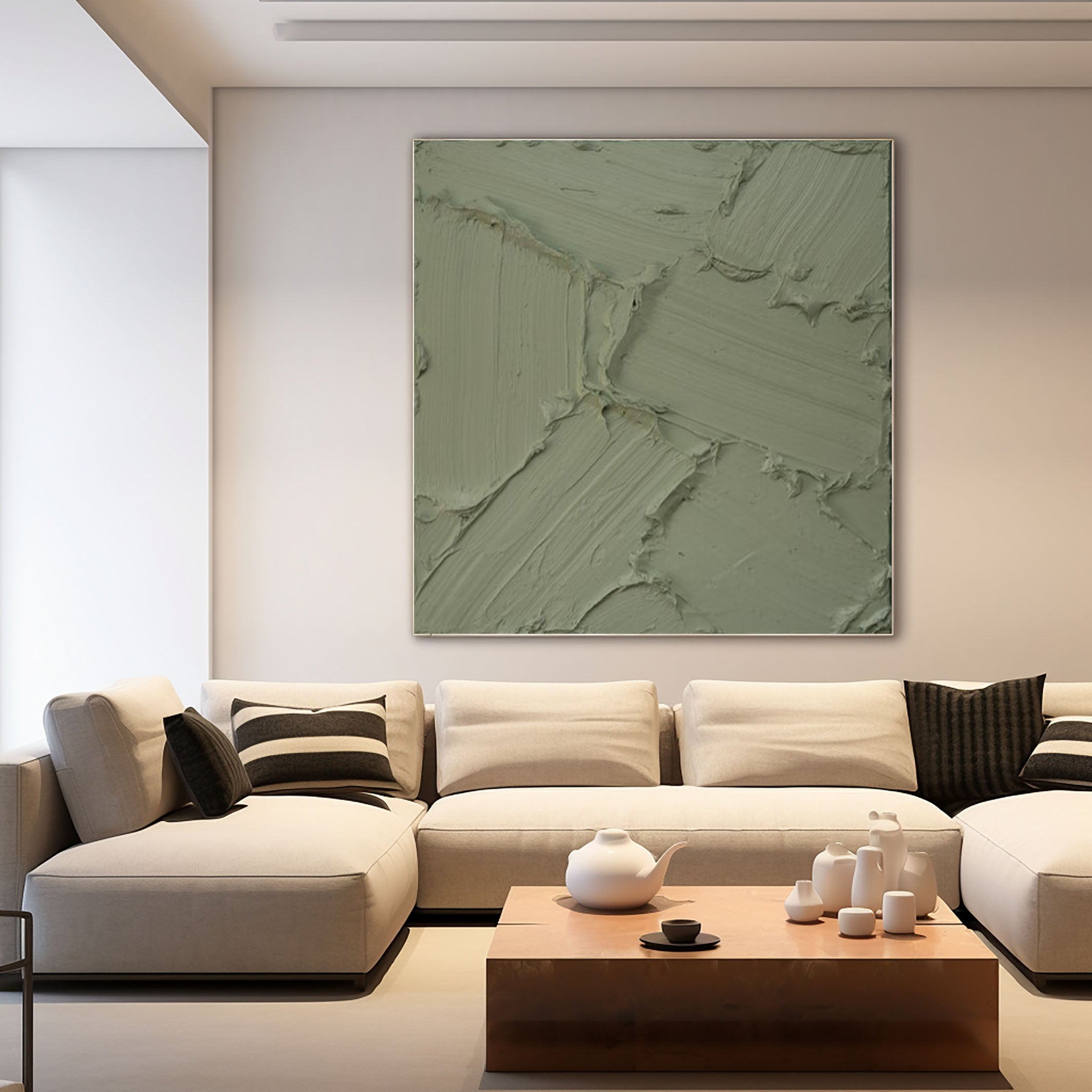 Green Minimalist Textured Modern Wall Decor #MM086