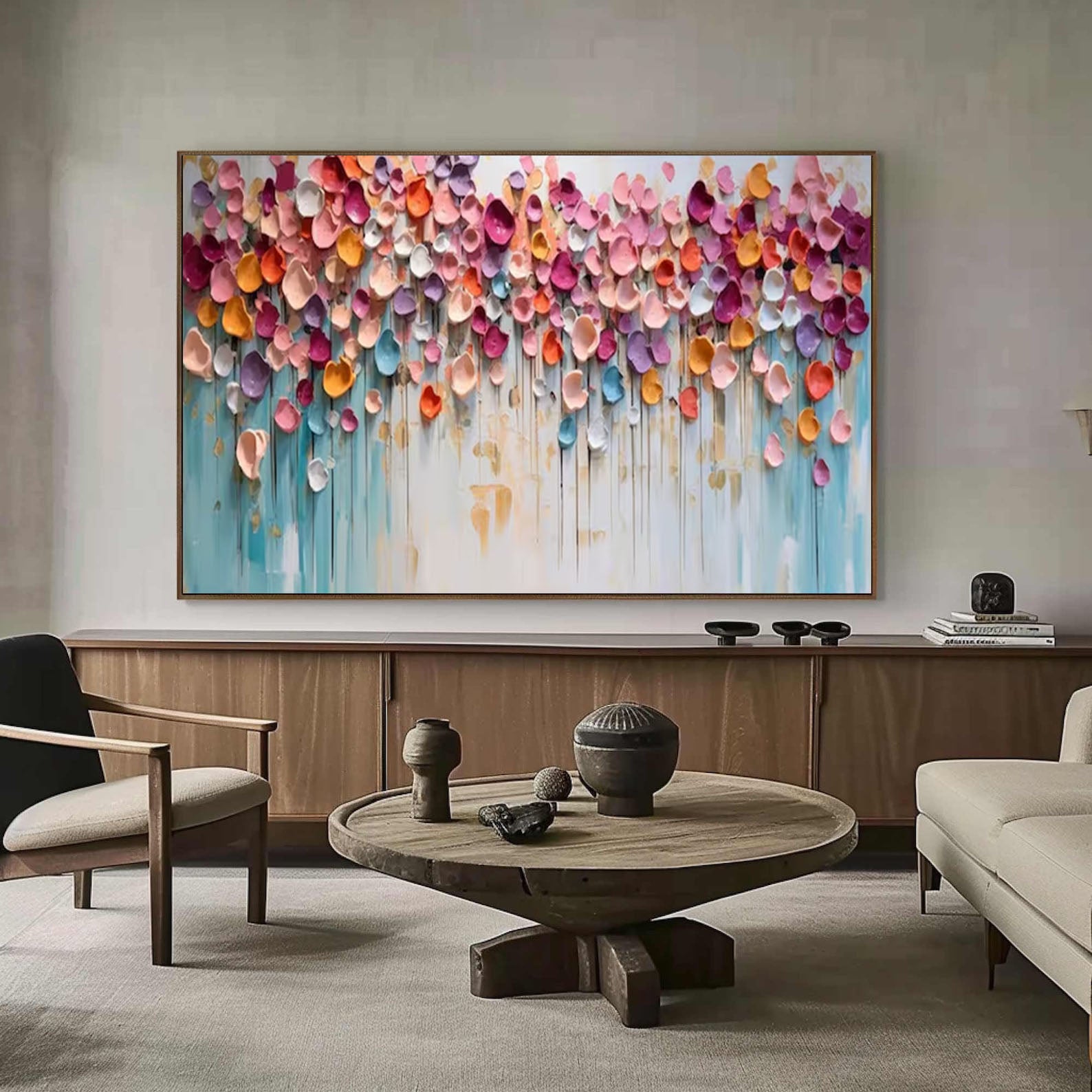 Textured Floral Abstract Art for Living Room #FB034