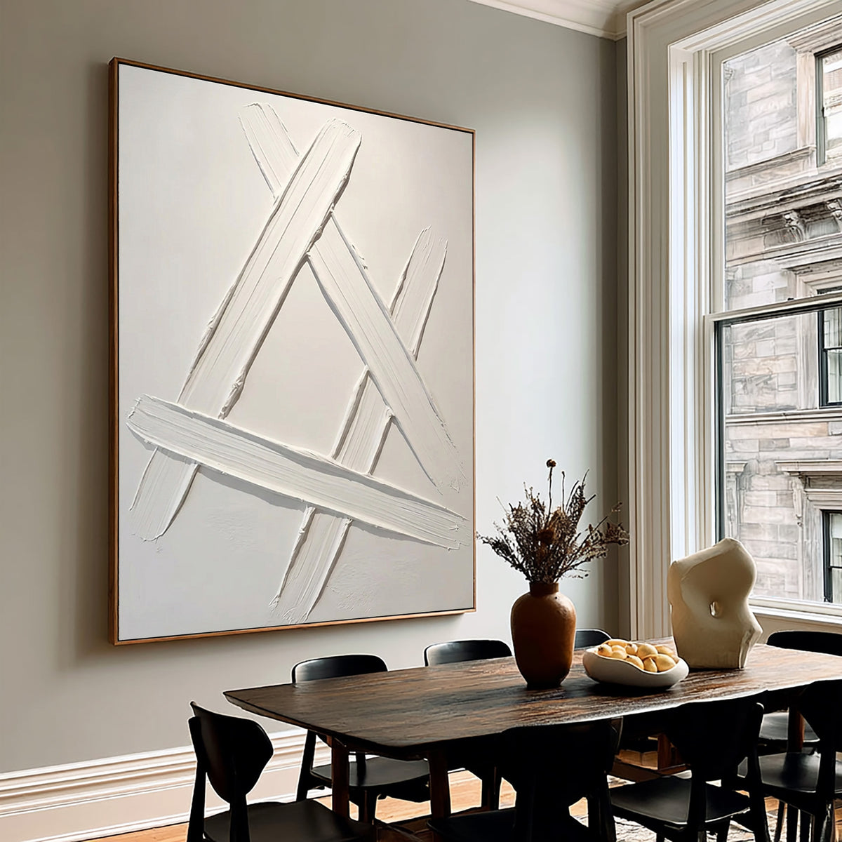 The Space Between Marks Original Hand Painted Artwork Neutral Modern Wall Decor Contemporary Interior
