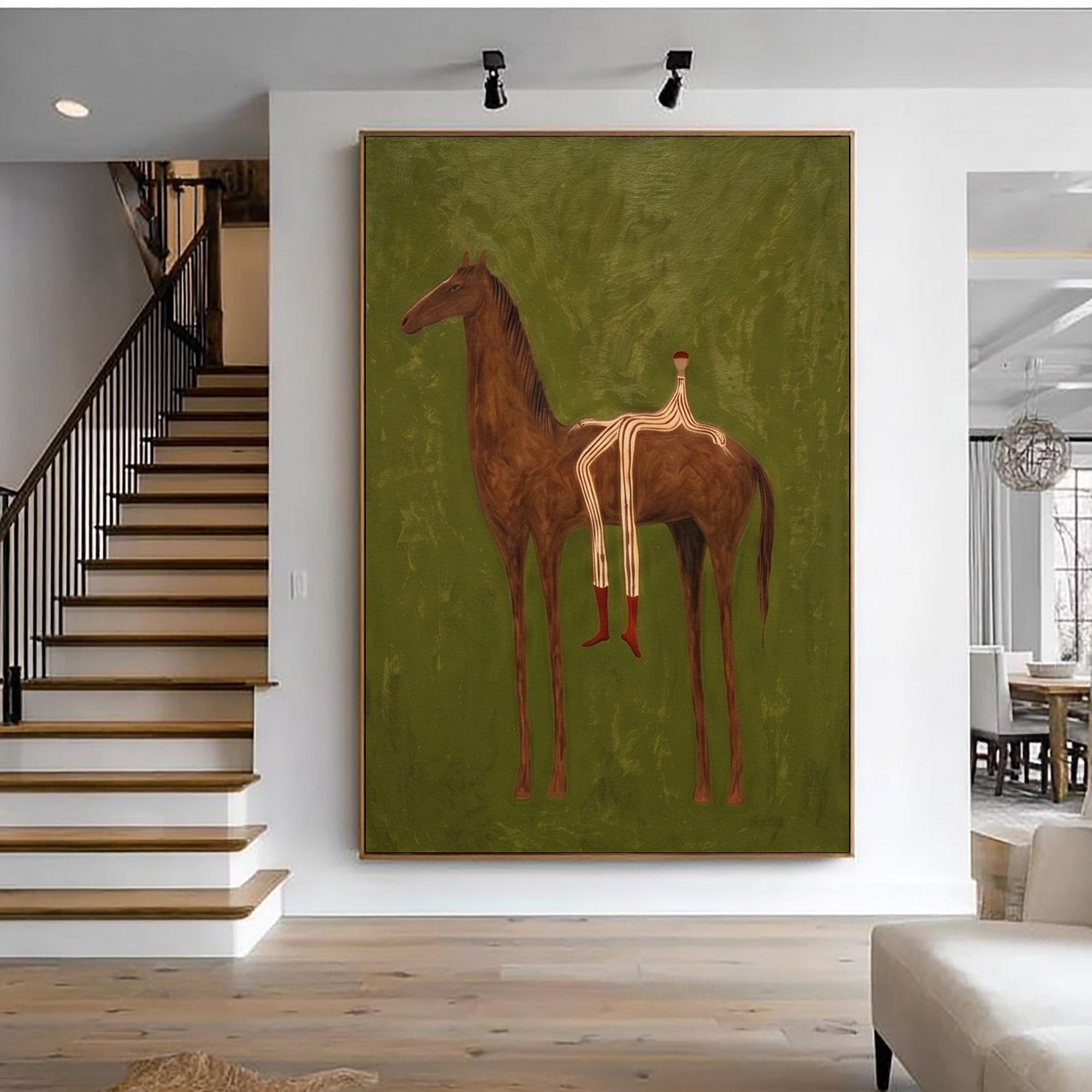 Large Cowboy Wall Art Contemporary Horse Painting Western Artwork