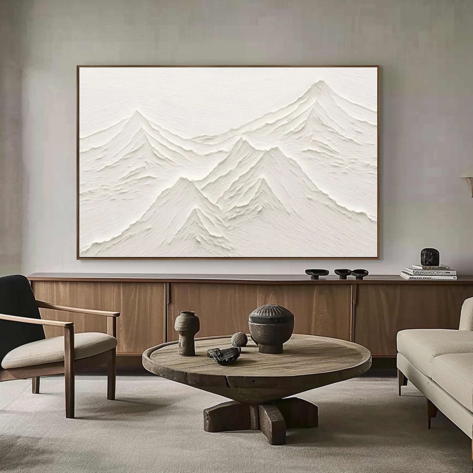 Serene Abstract White Mountain Painting for Modern Interiors #MM168