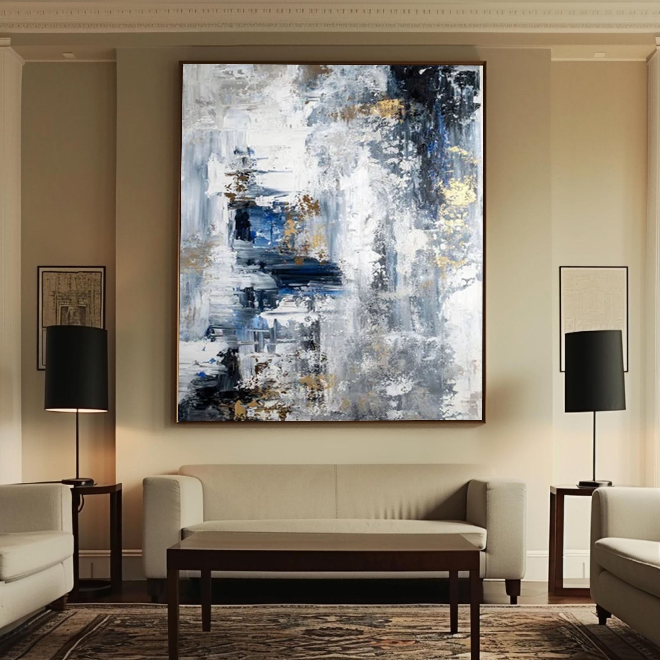 Blue & White Abstract Painting