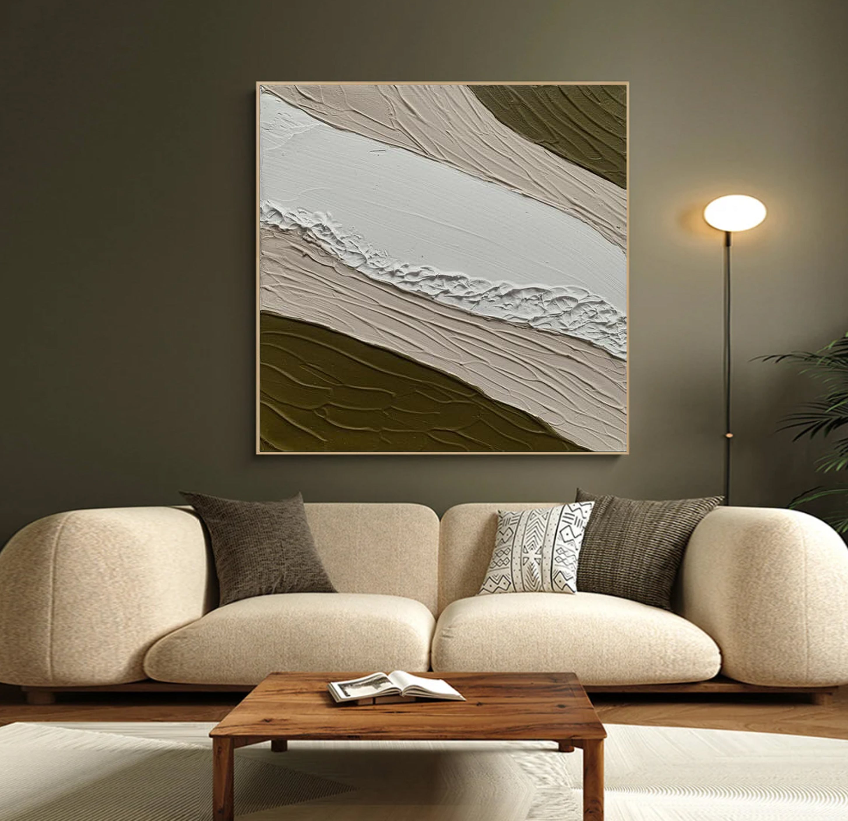 Elegant Plaster Art Canvas Minimalist and Textured for Contemporary Interiors #AB004