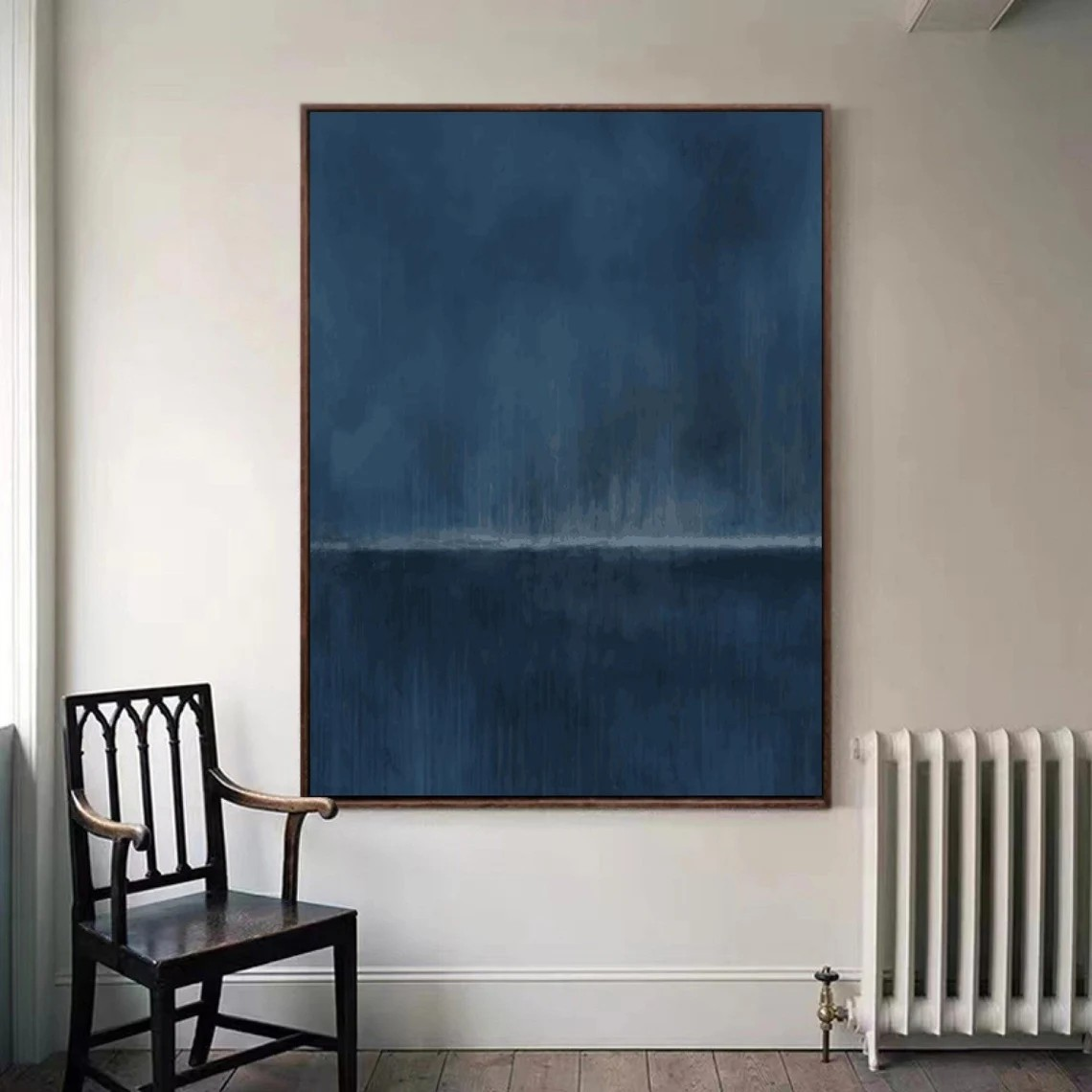 Tranquil Blue Textured Minimalist Modern Wall Art #MM215