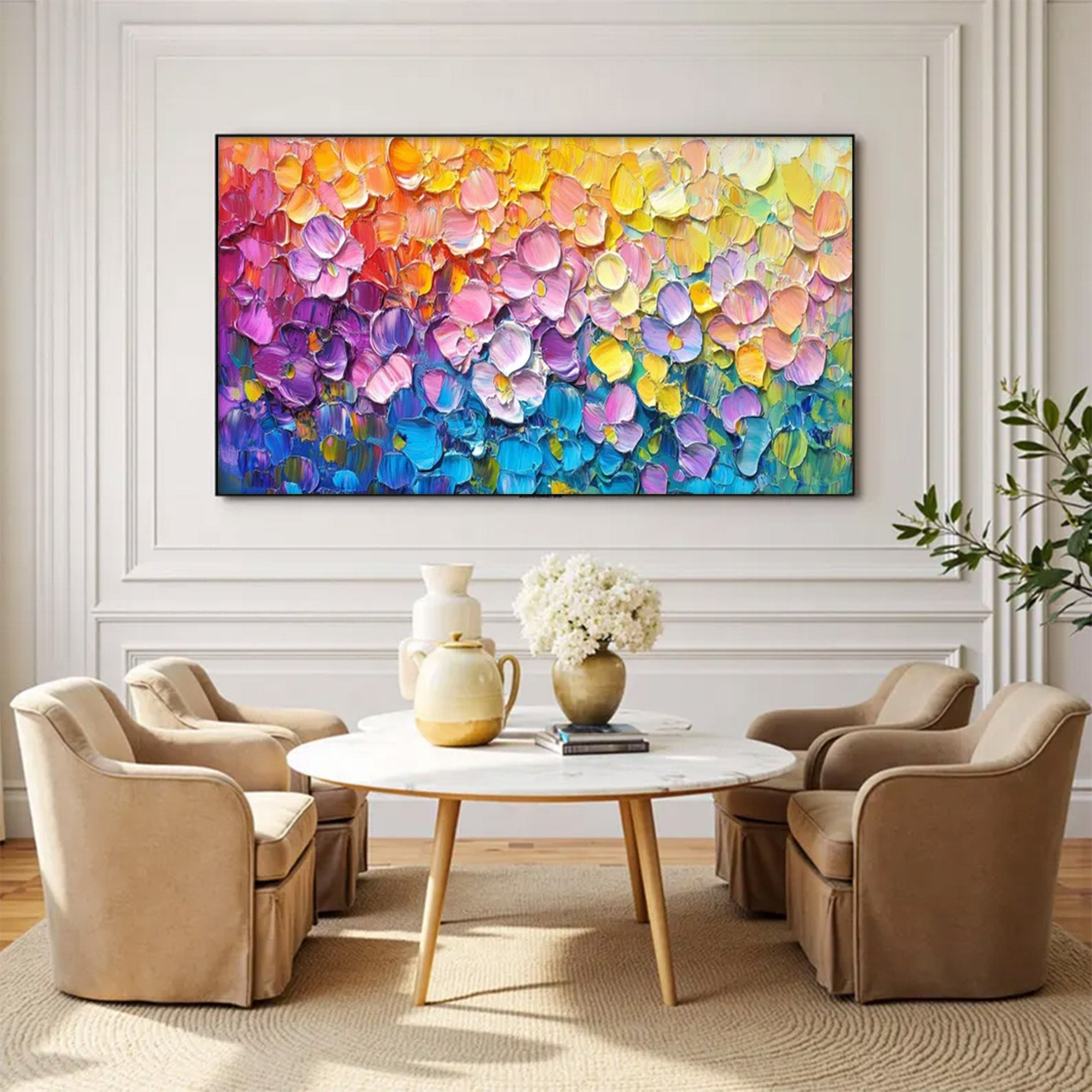 Large Colorful Floral Painting | KelorArt #AG 154