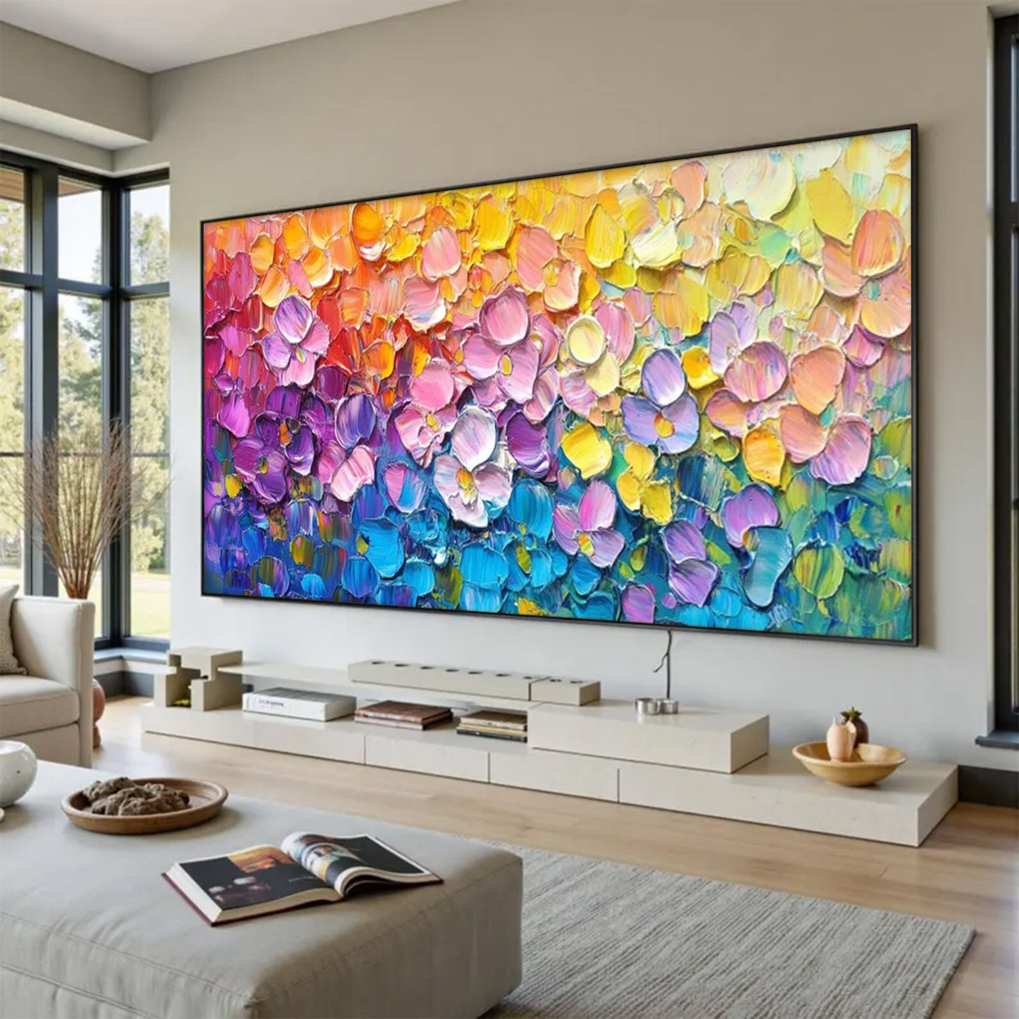 Large Colorful Floral Painting | KelorArt #AG 154