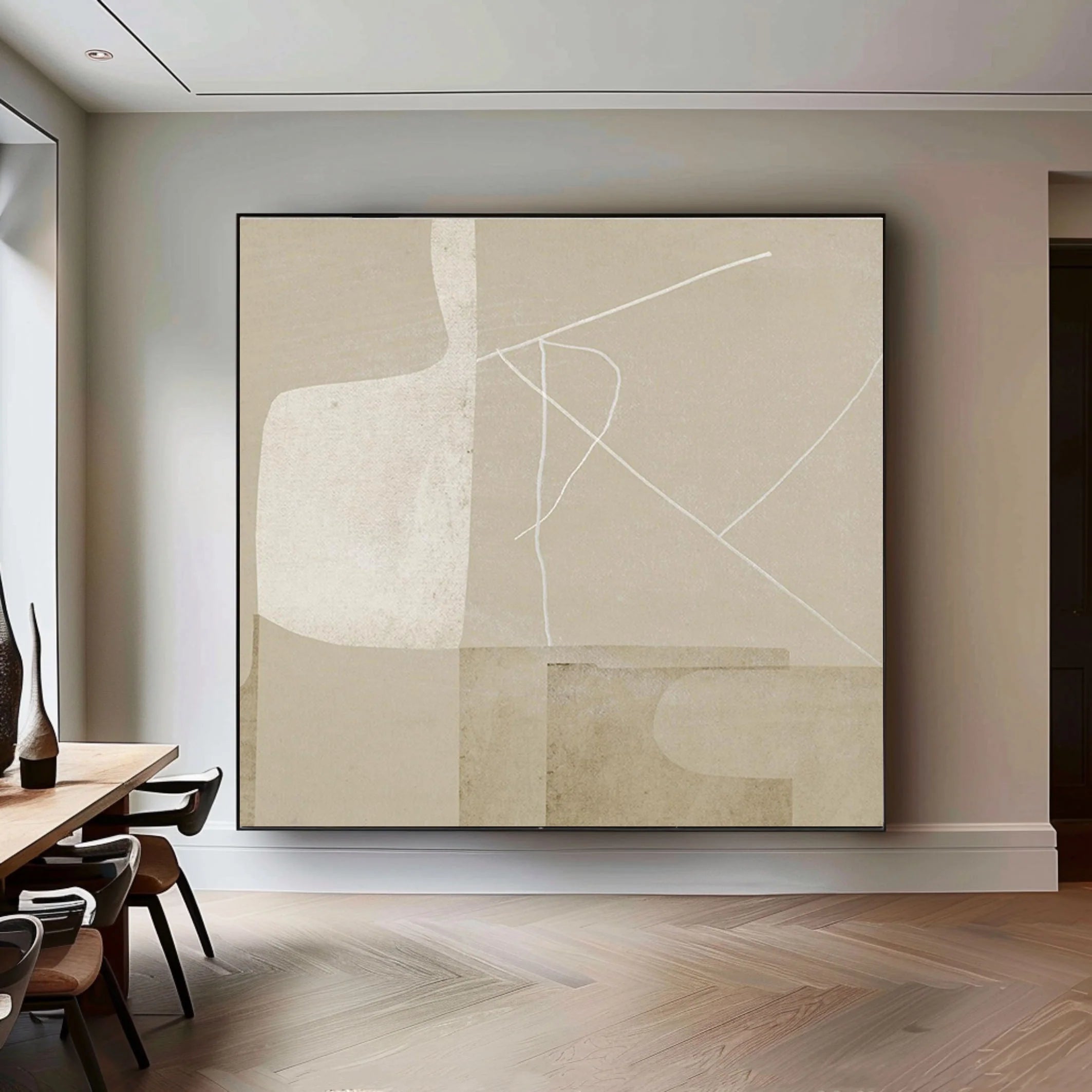 Minimalist Abstract Wall Art Neutral Tone Geometric Canvas #MC023