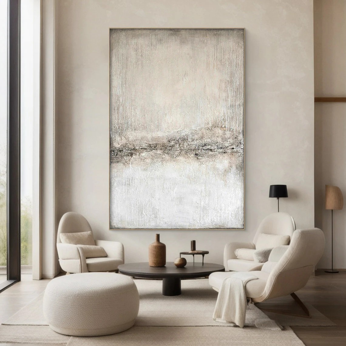 Large Minimalist Abstract Subtle Horizon Line Wall Art #MM213