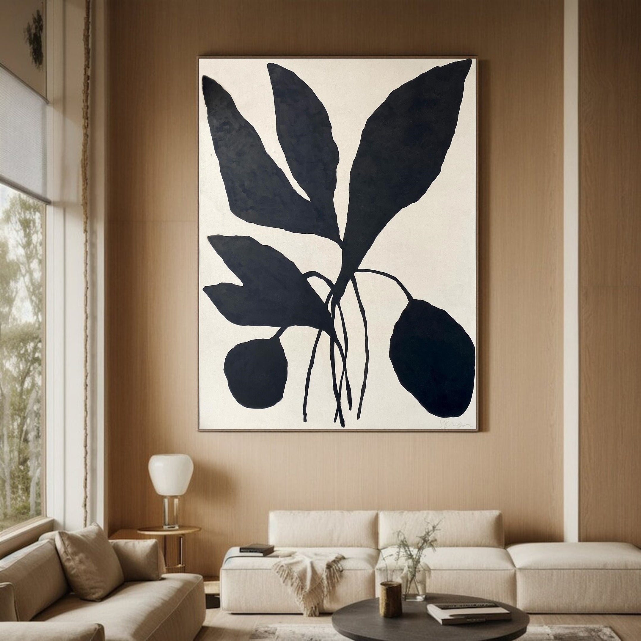 Minimalist Botanical Black Leaf Wall Art #MM010