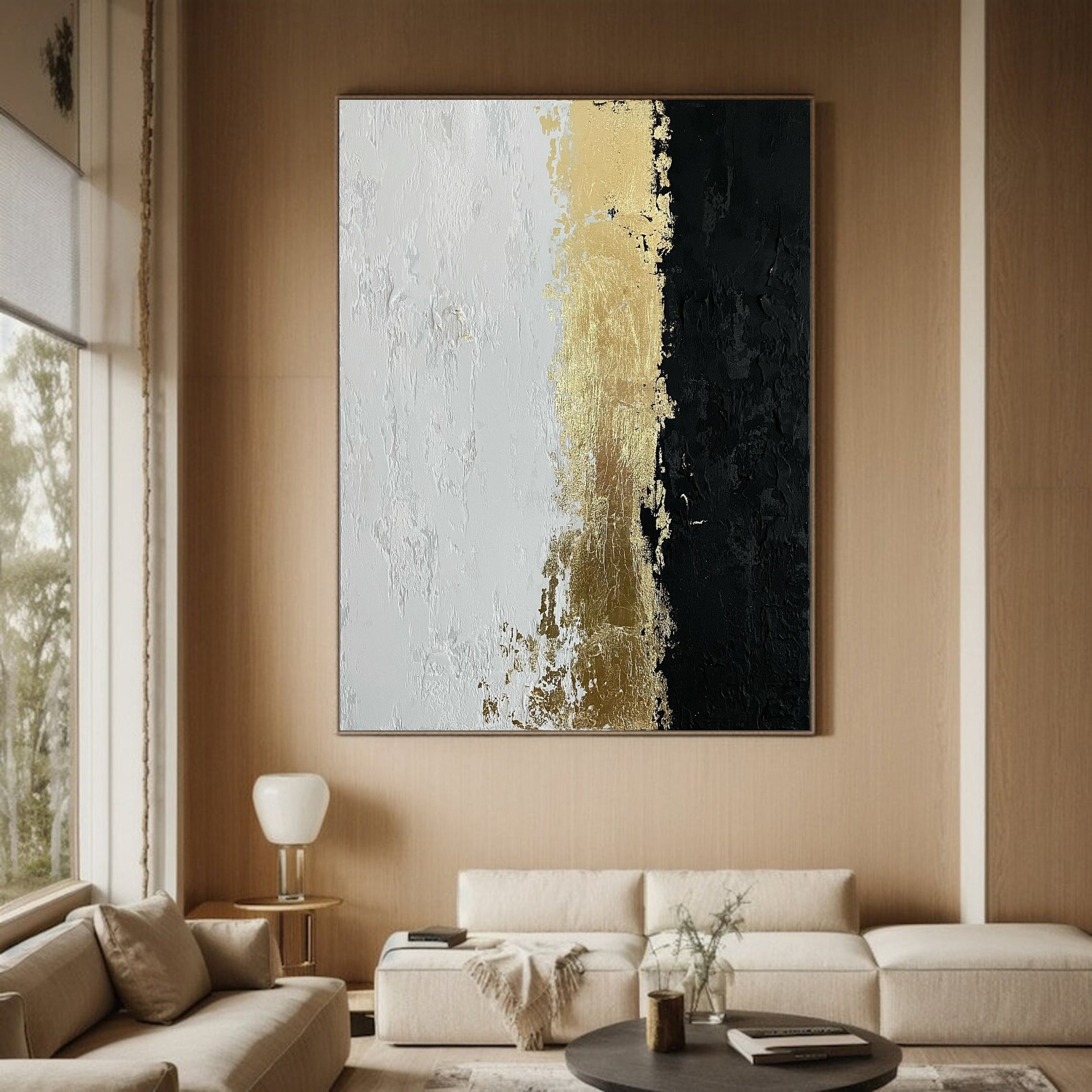 Elegant Black and Gold Canvas For Minimalist Interiors #MM030