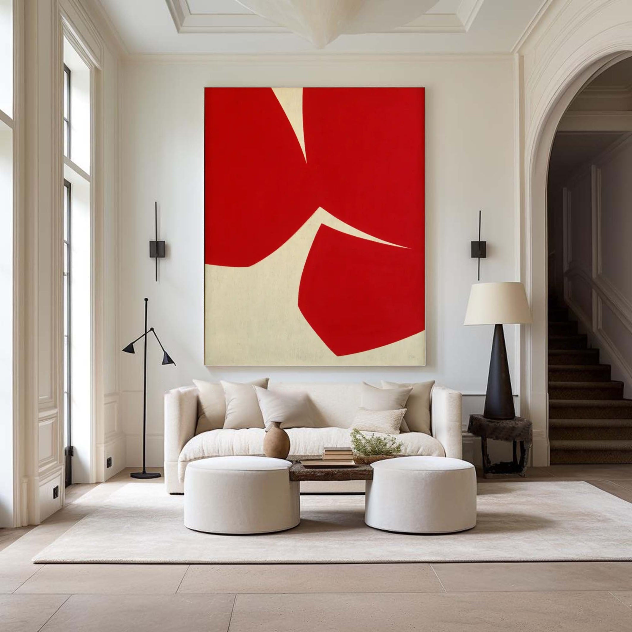 Bold Red Abstract Geometric Art