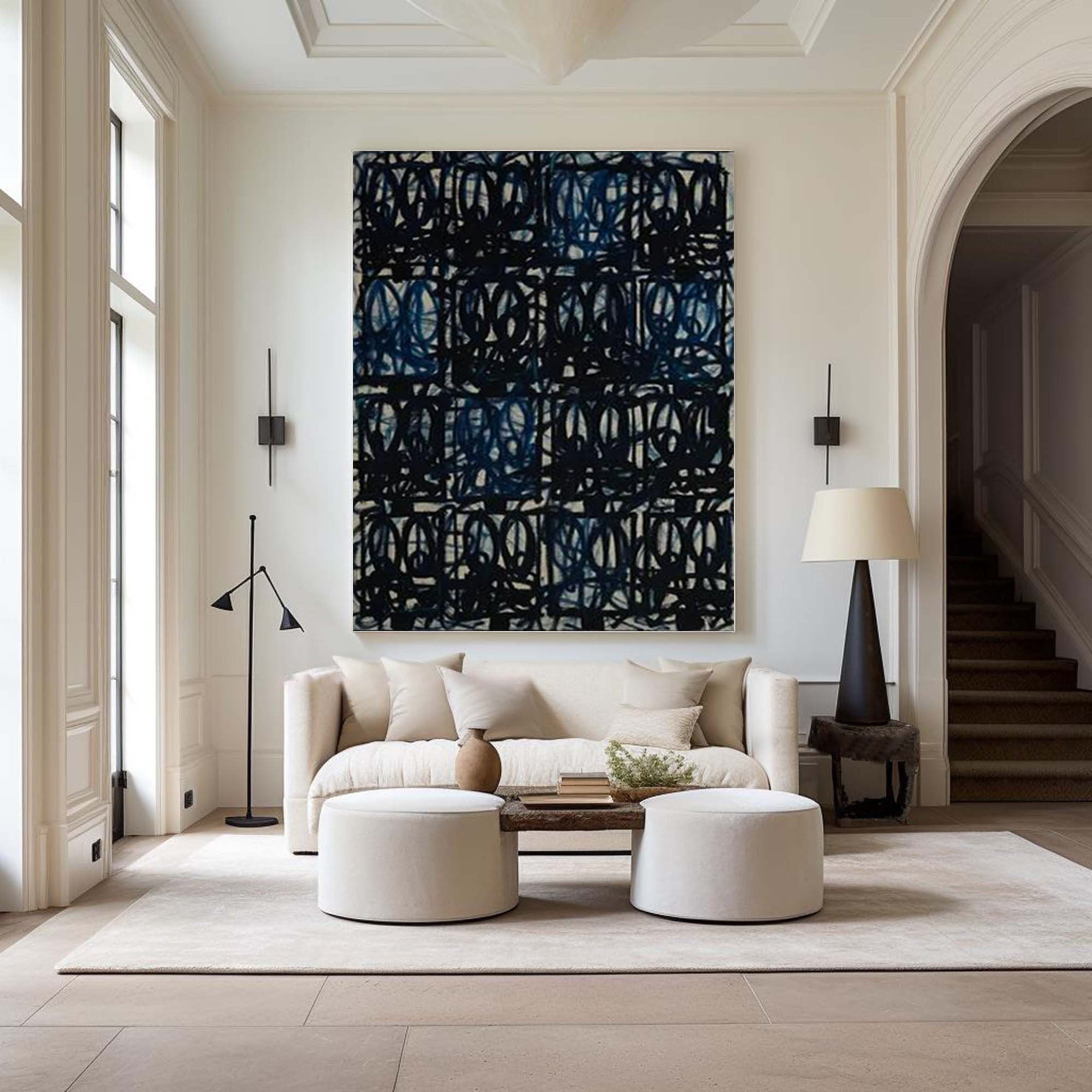 Intricate Blue and Black Wall Art