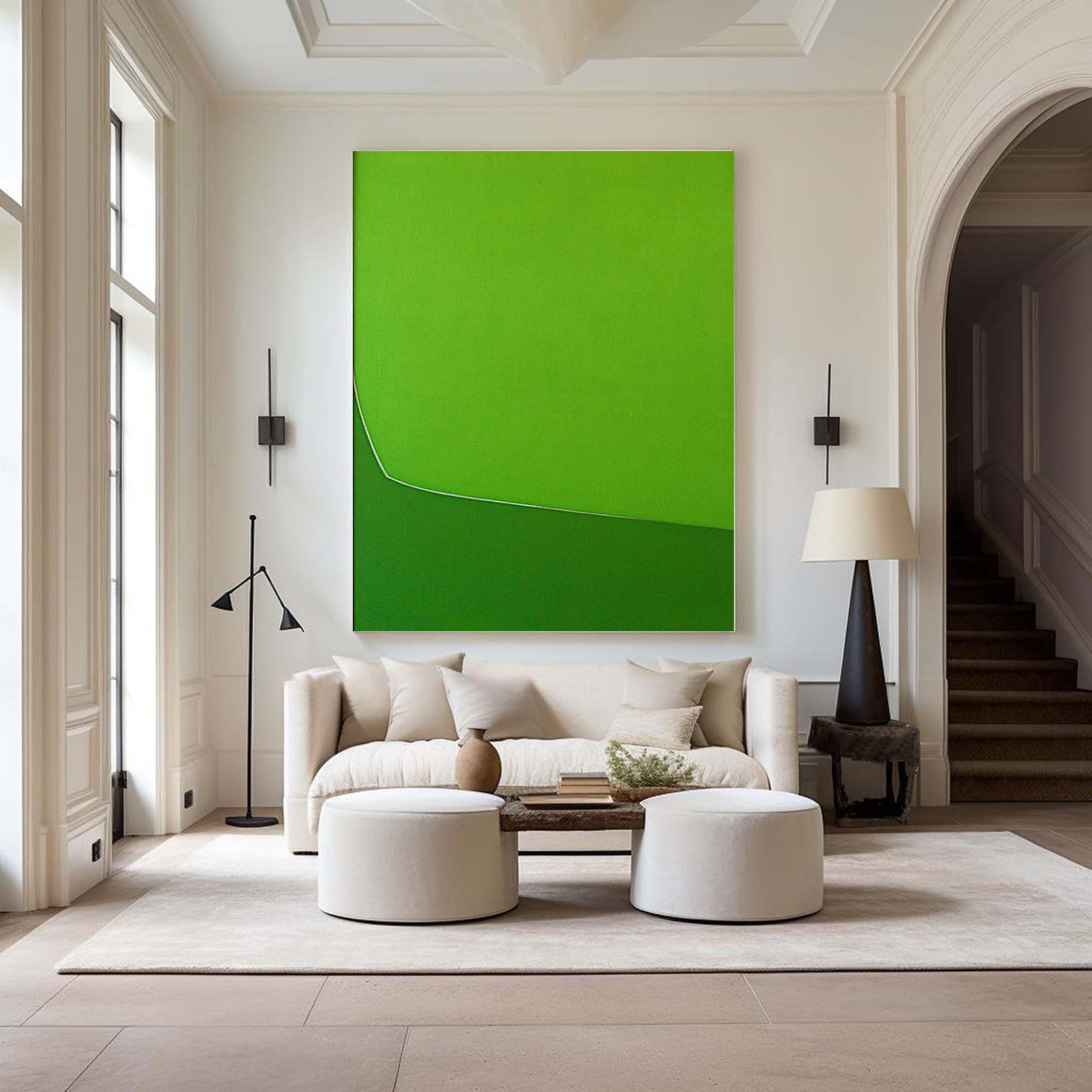 Vibrant Green Abstract Wall Art Bold Minimalist Canvas  #AB018