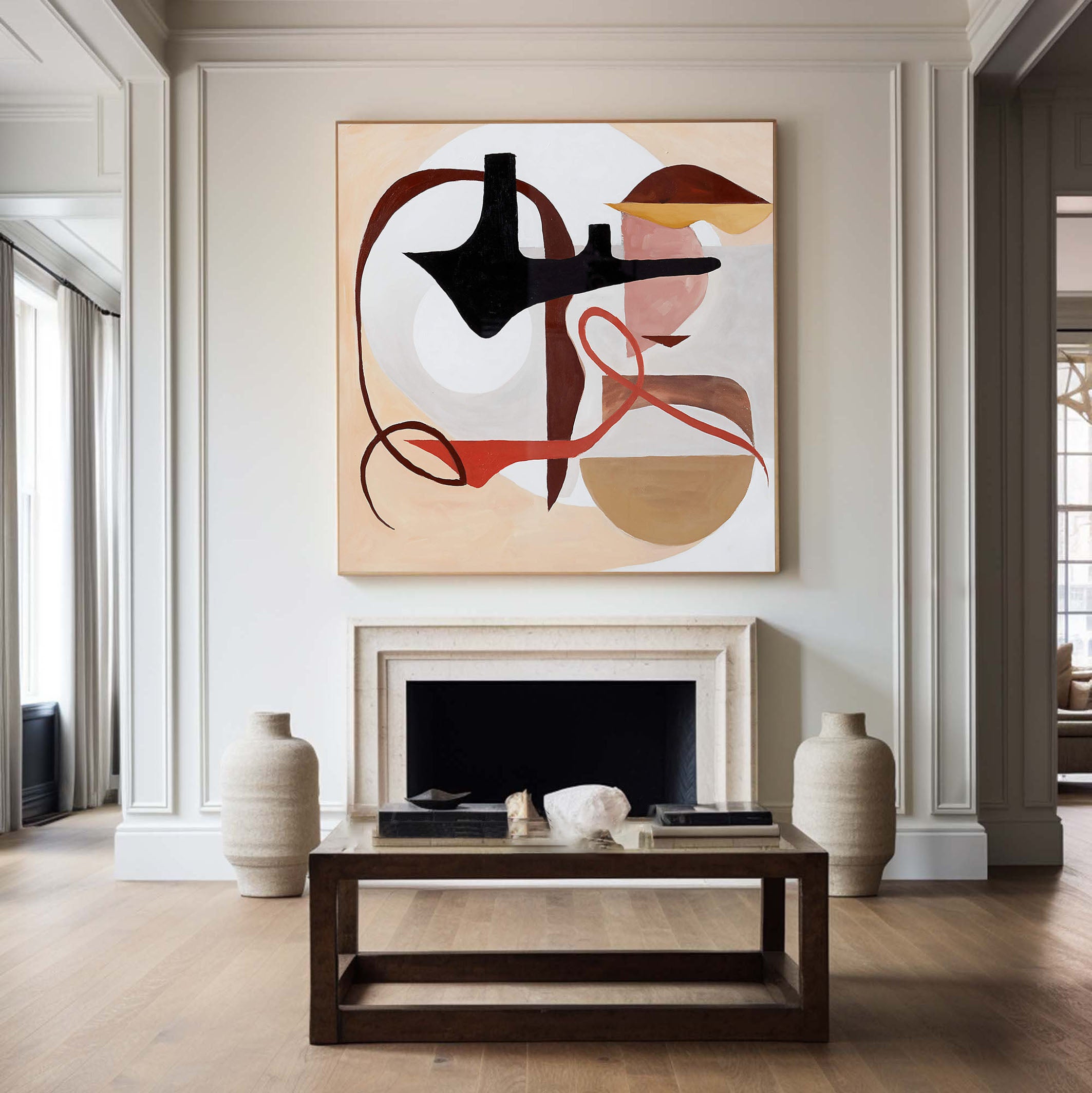 Warm Abstract with Balanced Shapes, Contemporary Wall Art #MM392