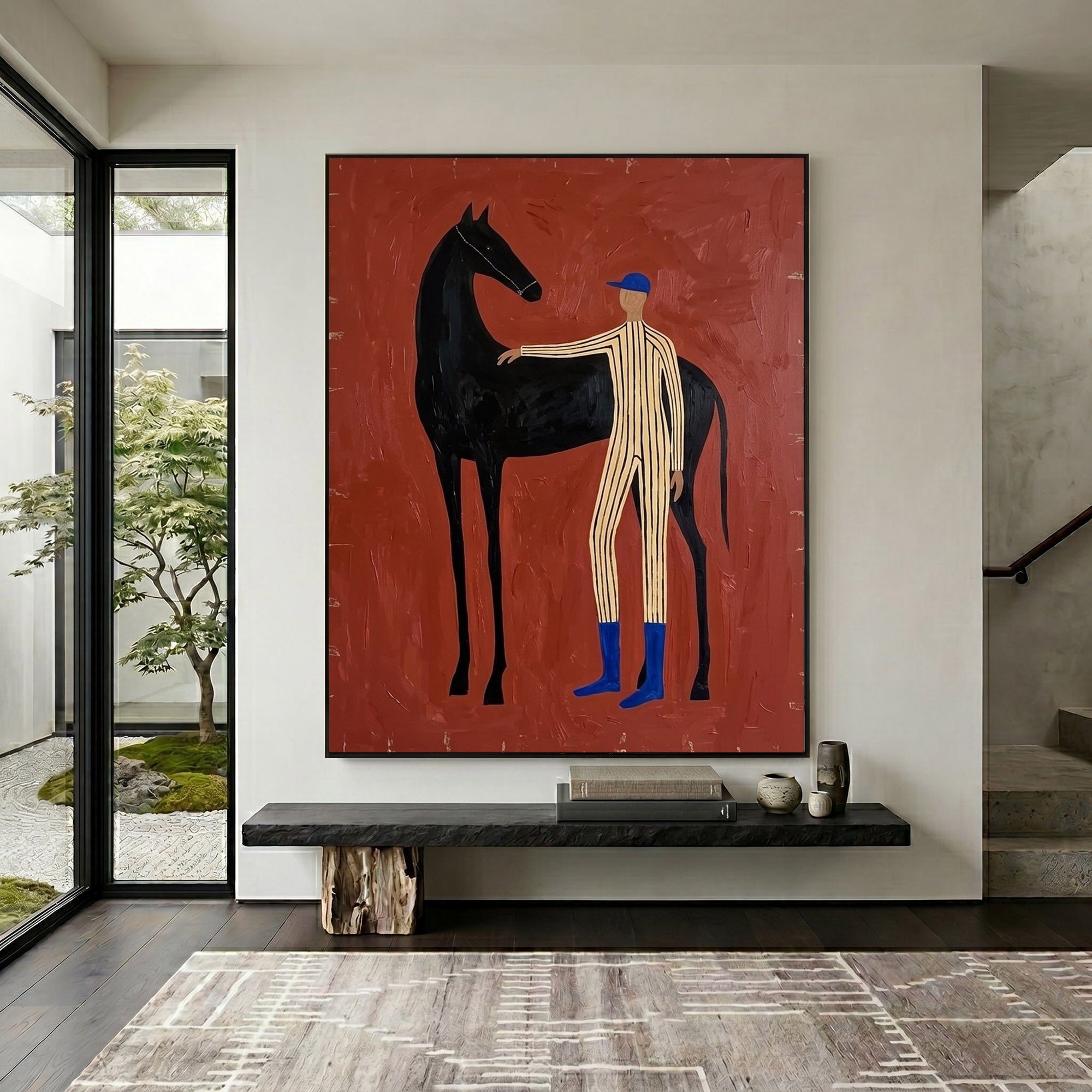 Large Cowboy Wall Art Modern Horse Oil Painting Southwestern Contemporary Artwork