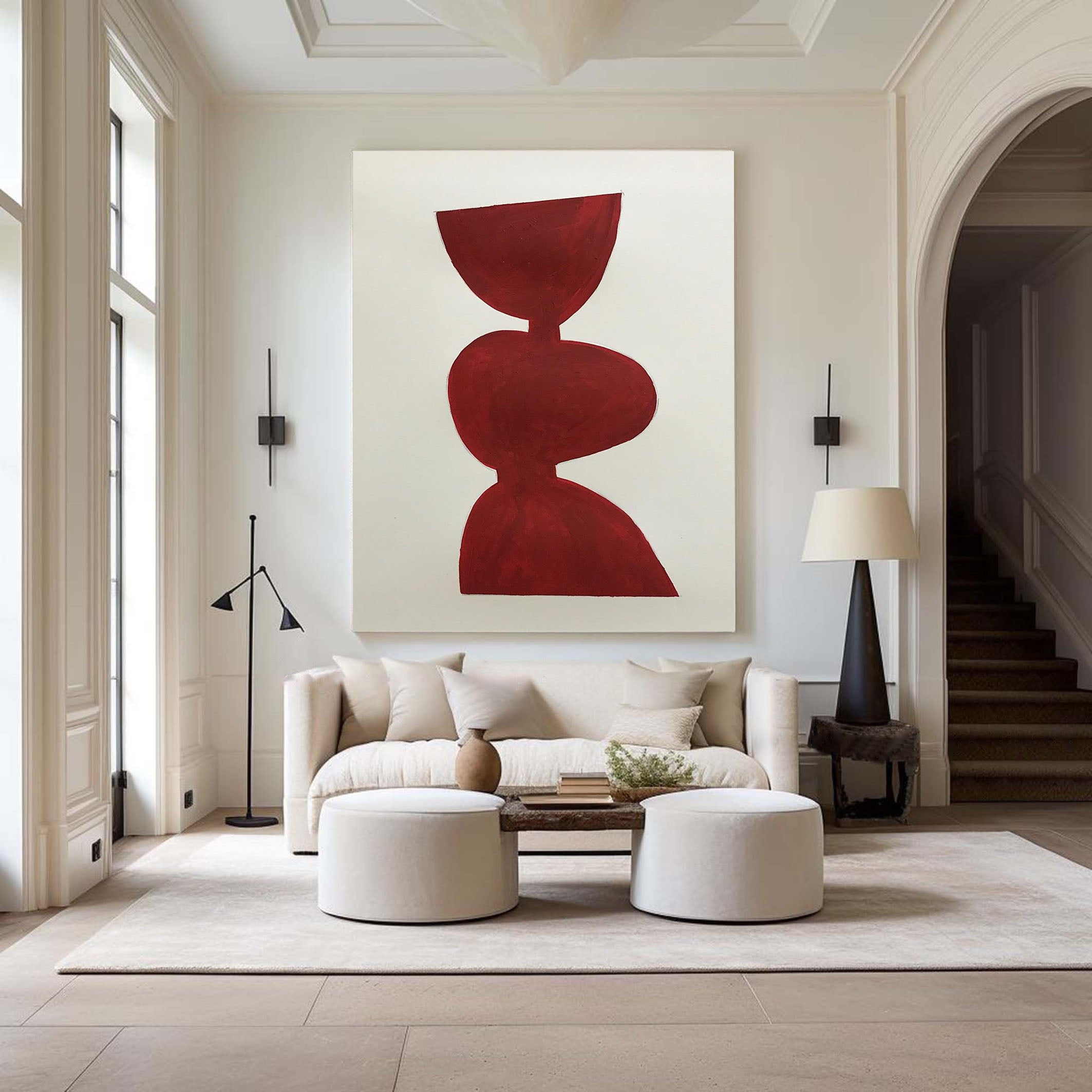 Elegant Burgundy Artwork Minimalist Design For Room Decor #MM071