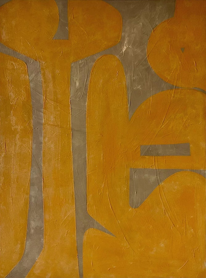 Large Yellow Grey Abstract Shapes| KelorArt #AG 102