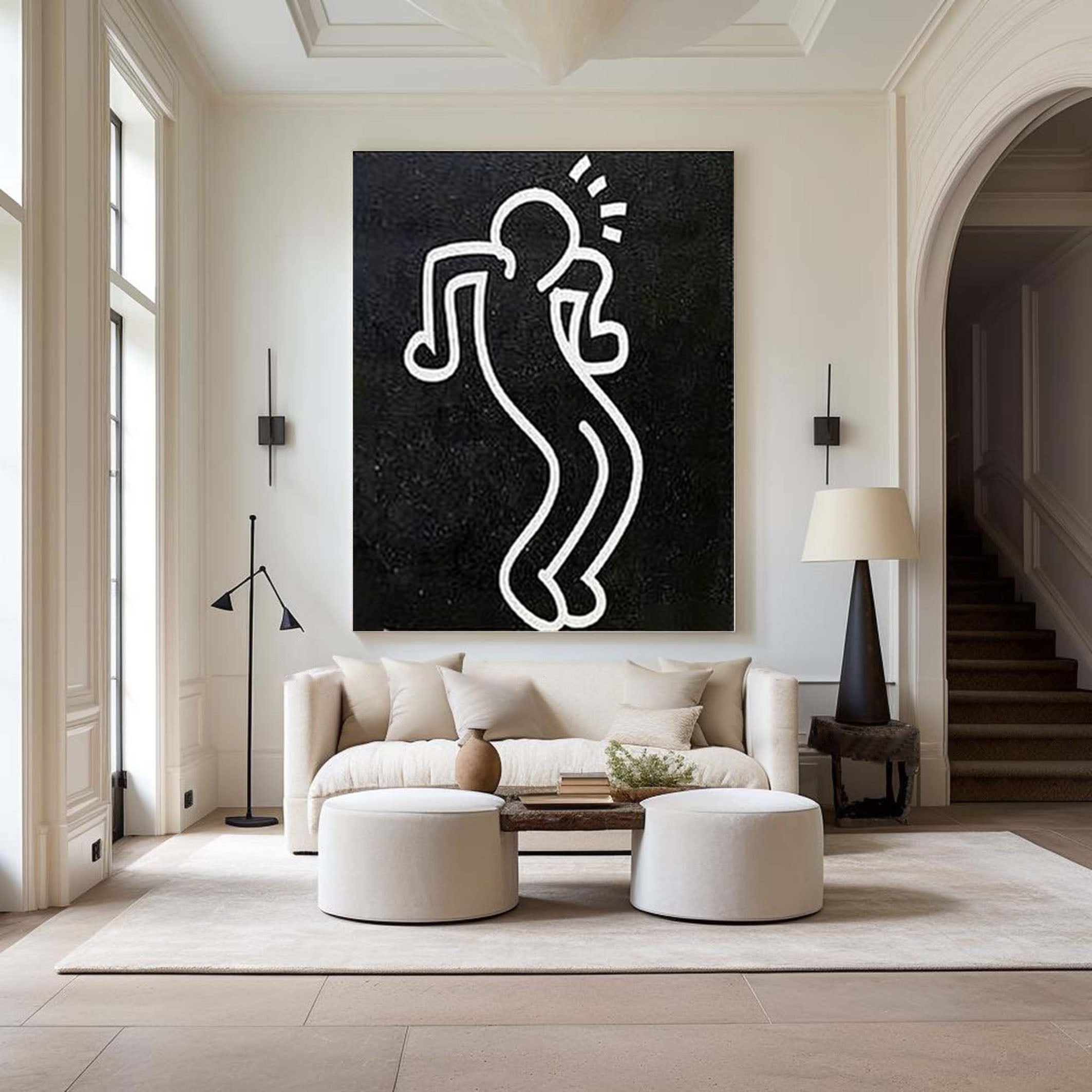 Black and White Abstract People Wall Art Minimalist Human Figure #HF014