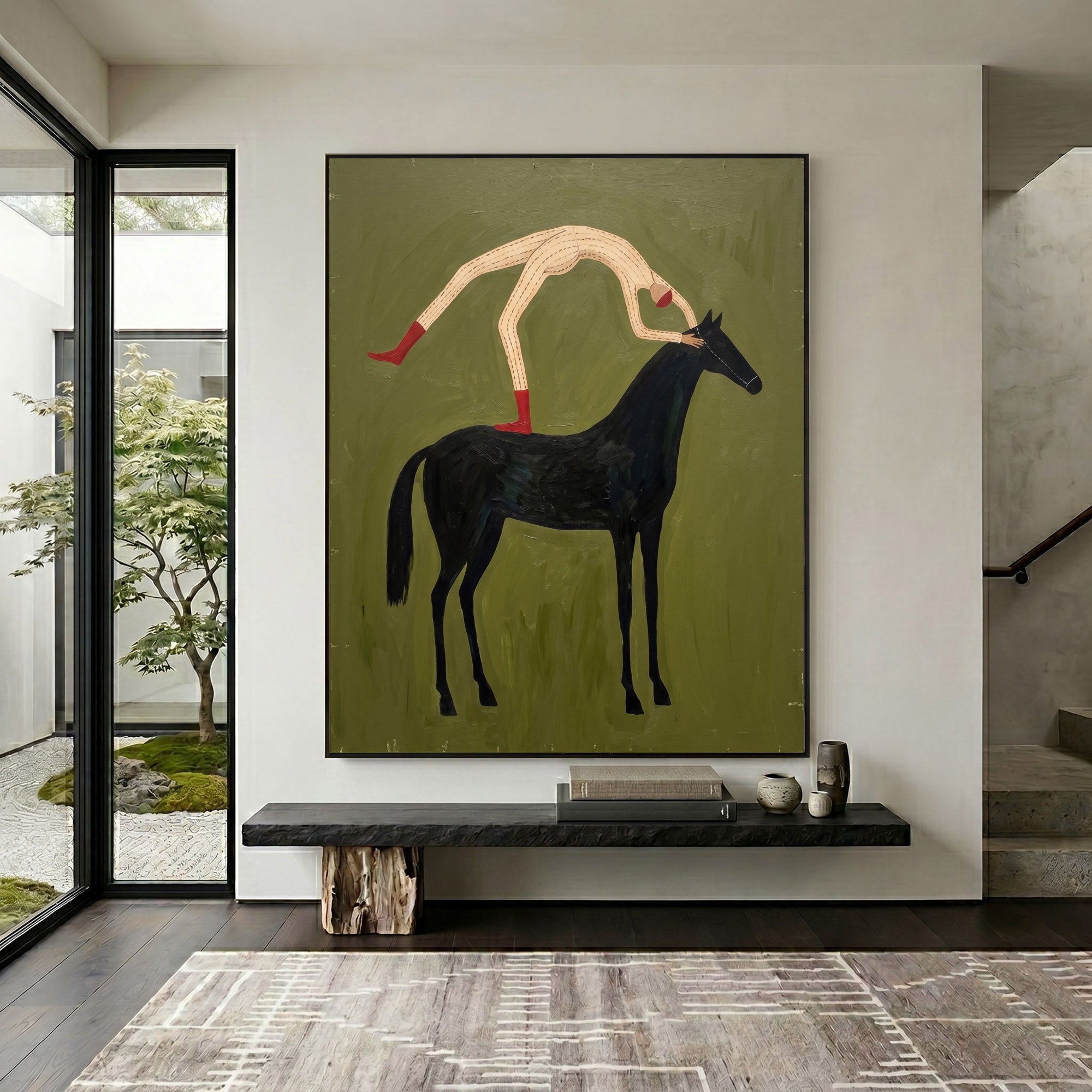 Large Cowboy Horse Wall Art Contemporary Western Oil Painting Hand Painted Artwork