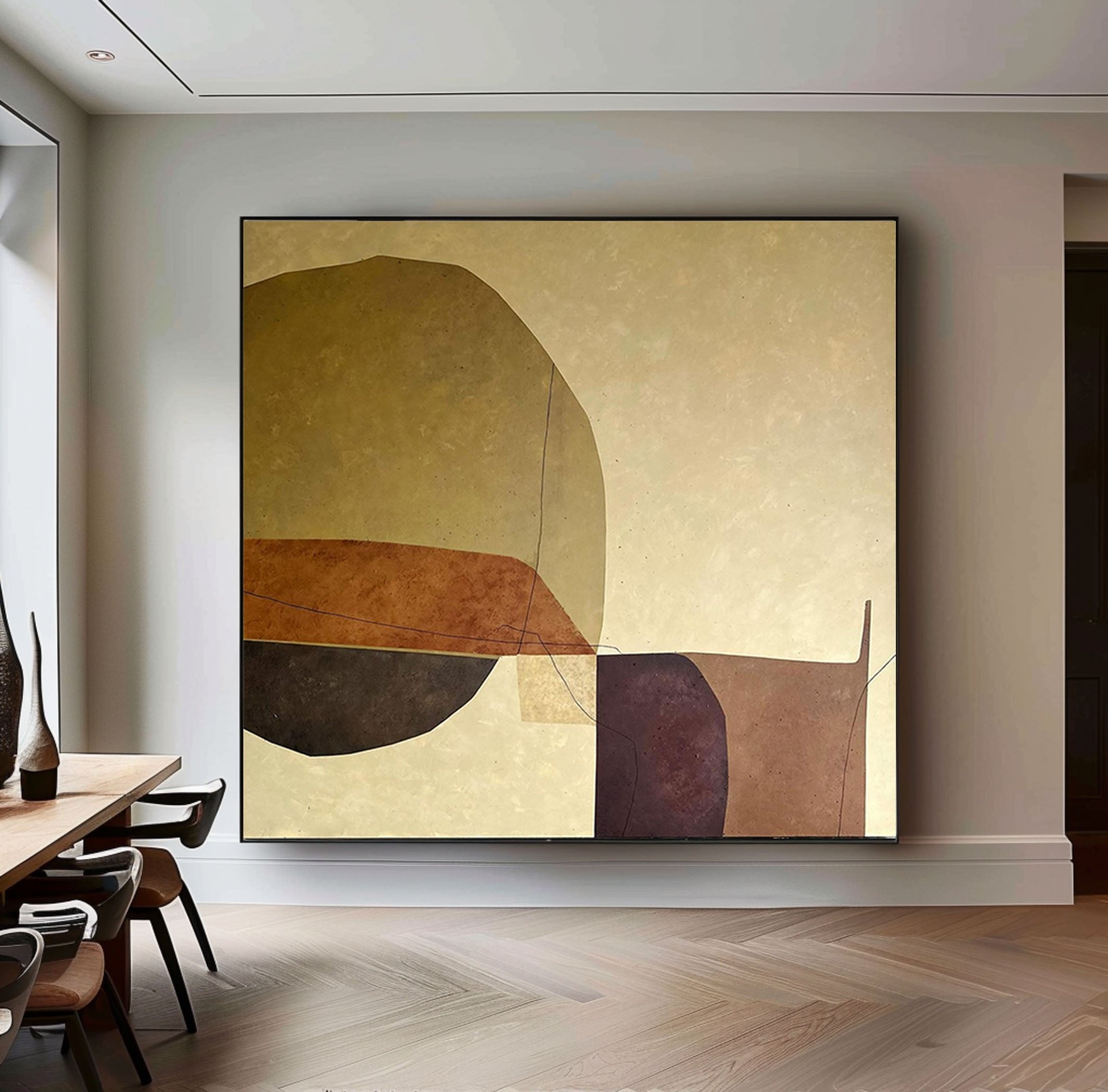 Luxury Mid Century Abstract Artwork Warm Canvas #MC019