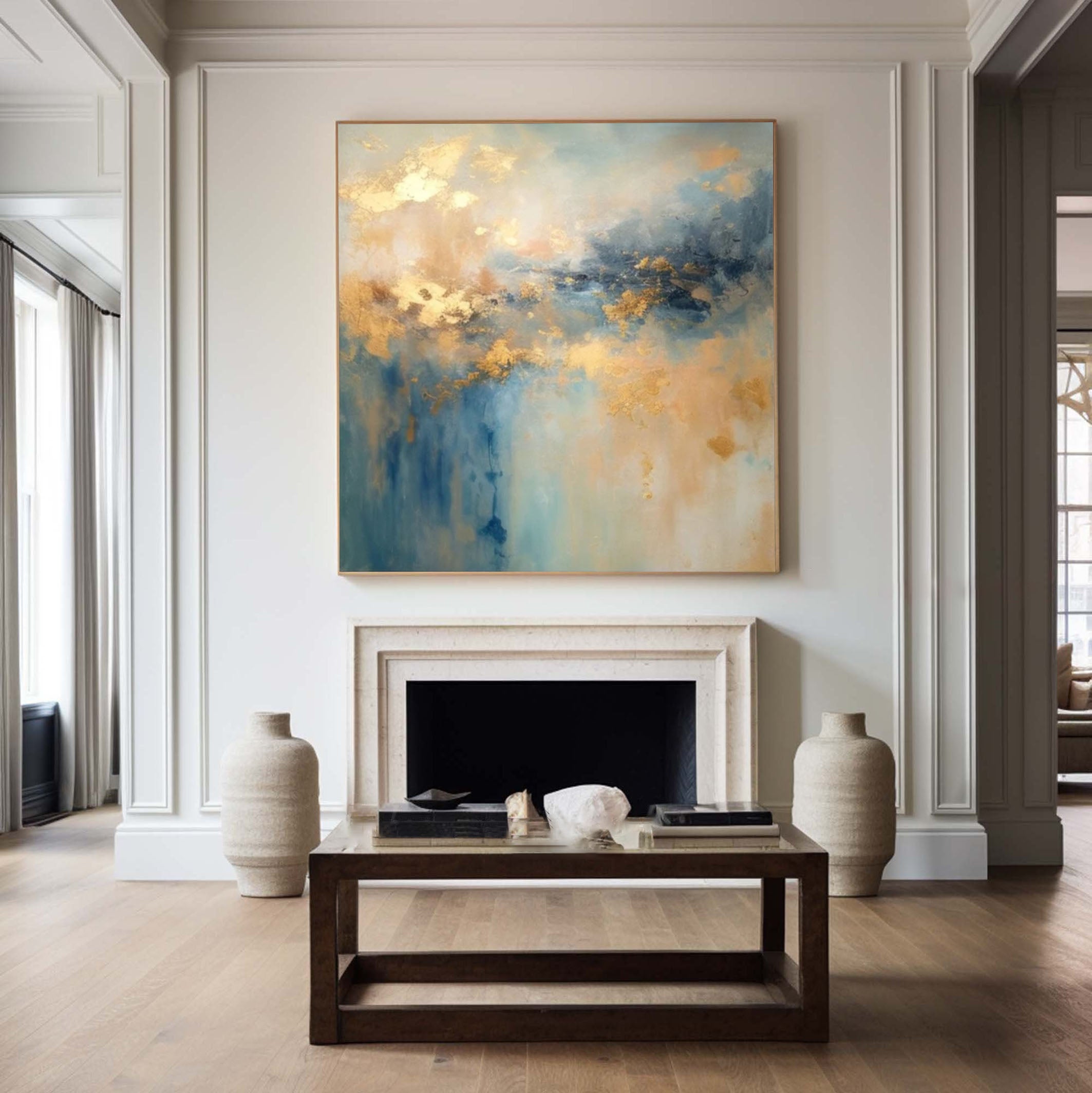 Contemporary Abstract Wall Art with Gold Accents #AB067