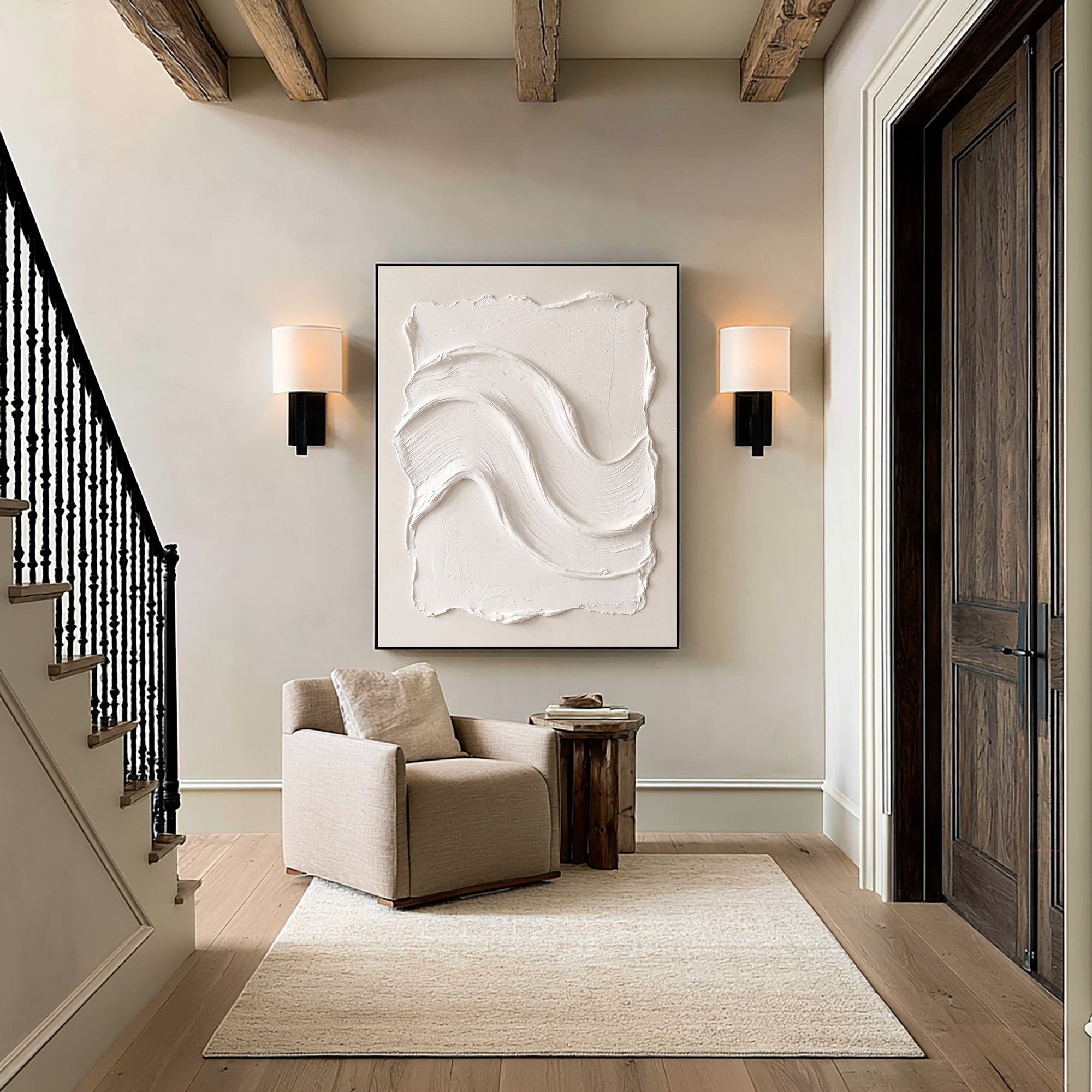 Large Quiet Luxury Abstract Wall Art Textured Oil Painting Minimalist Neutral Artwork Modern Interior Decor