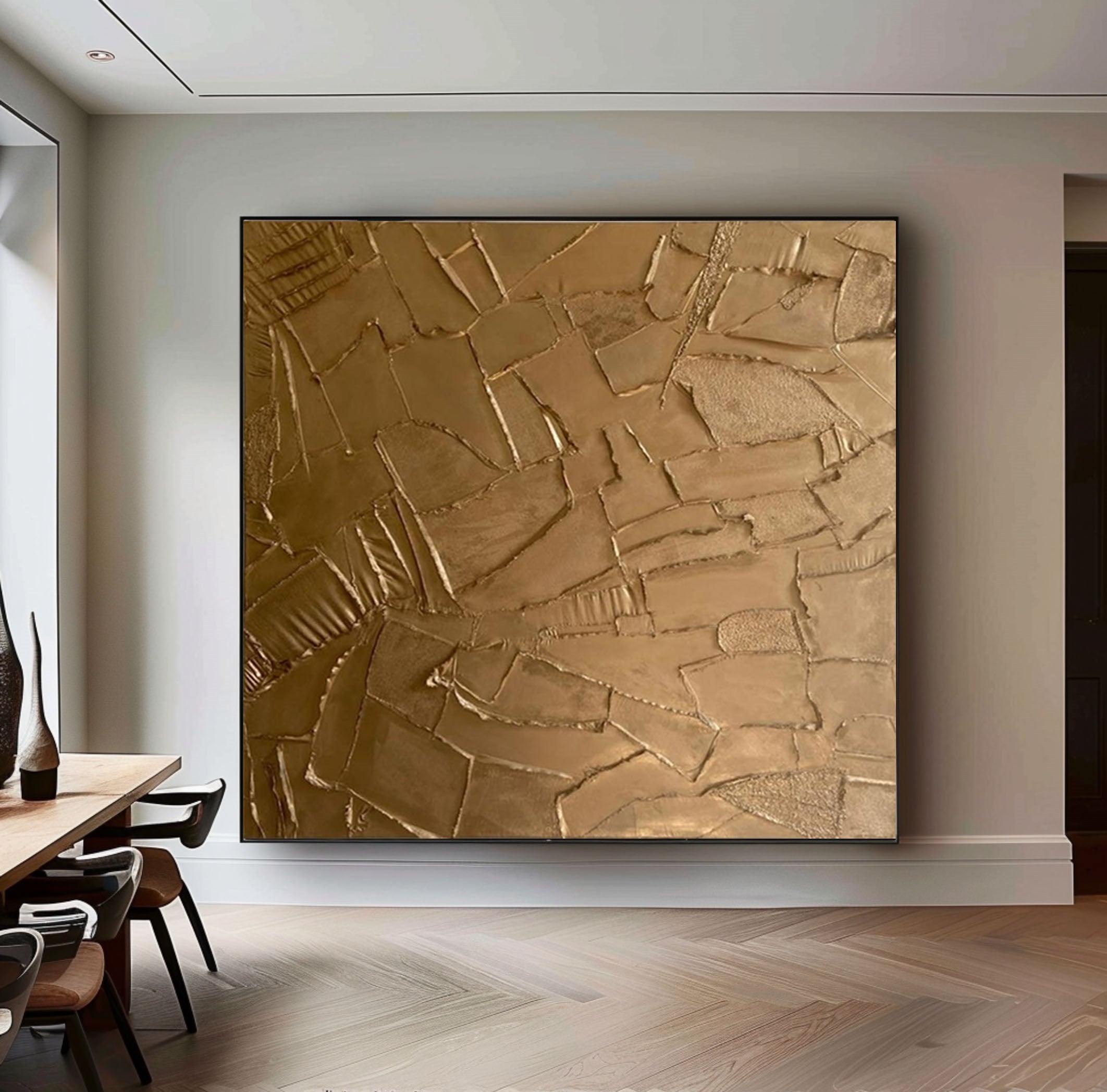 Abstract Gold Elegance Textured Art for Sophisticated Spaces #MM087