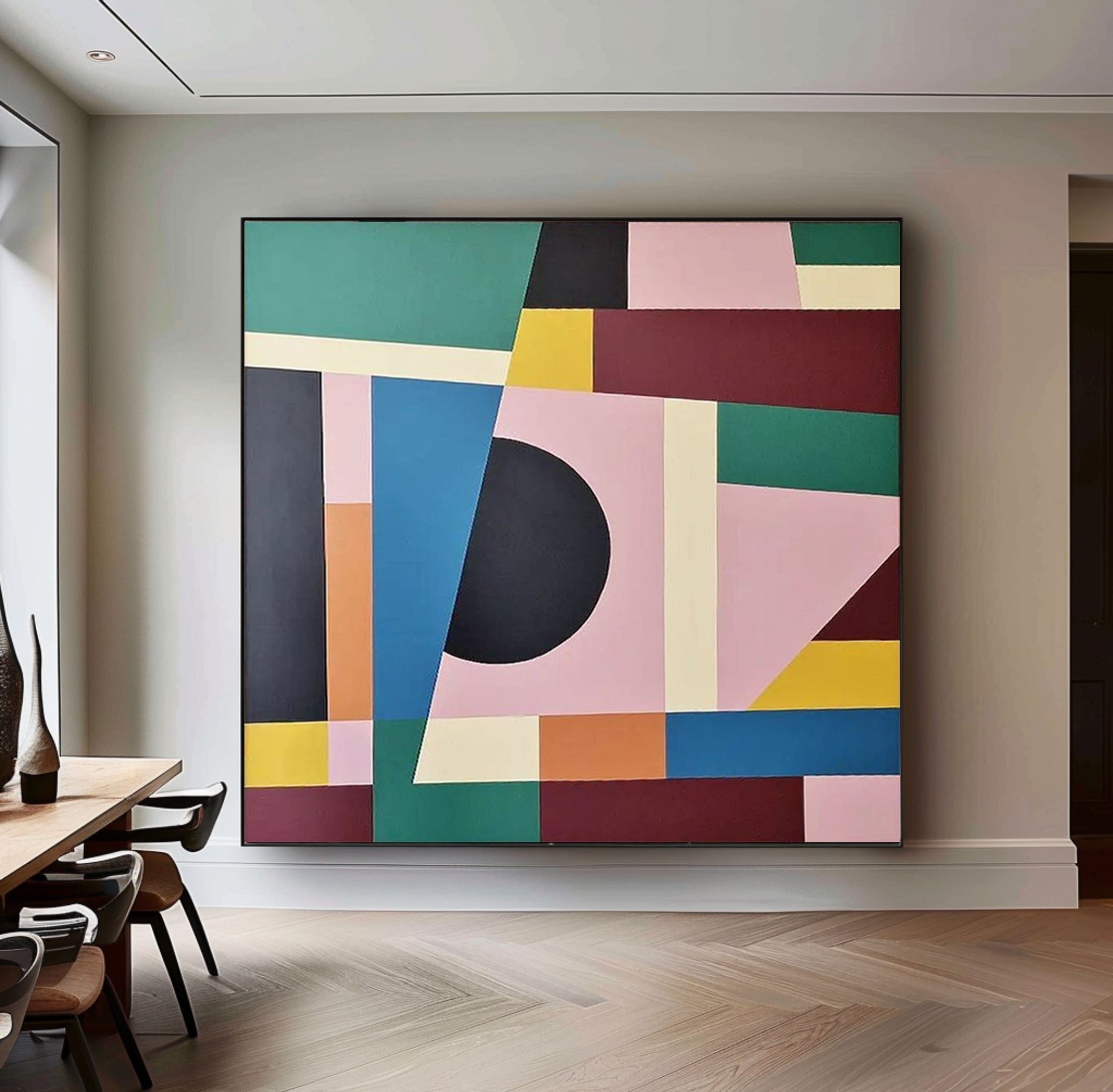 Geometric Harmony Mid Century Abstract Canvas Modern Home Art #MC014