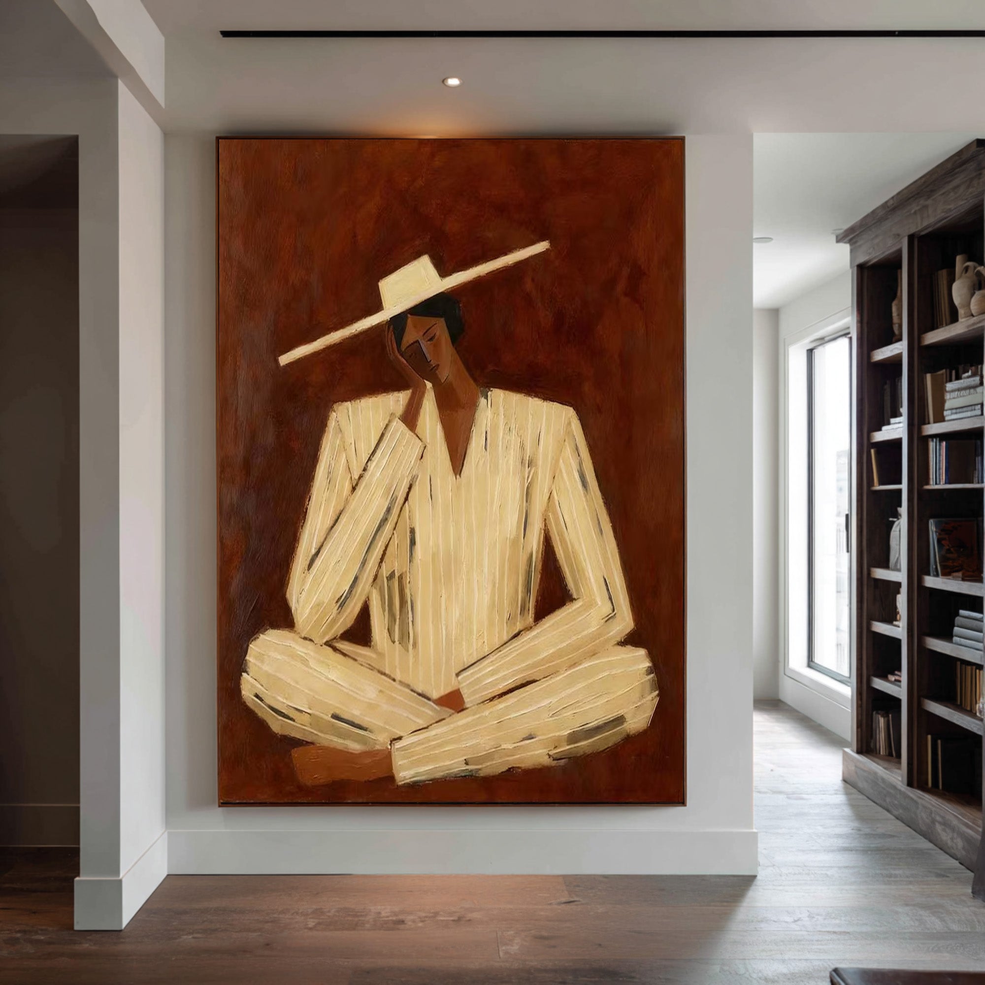 Large Minimalist Figure Painting for Modern Interiors