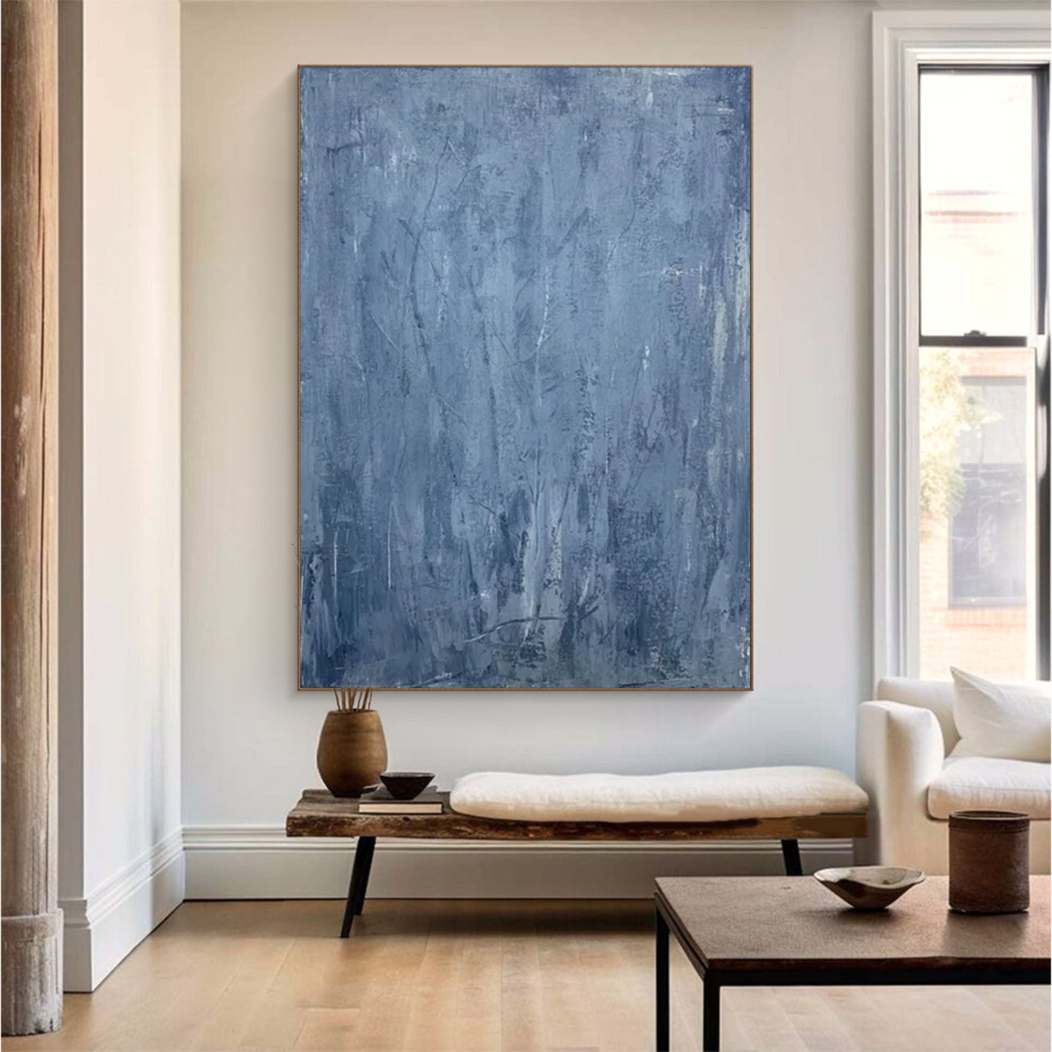 Serene Blue Abstract Wabi Sabi Wall Art for Modern Interiors #MM179