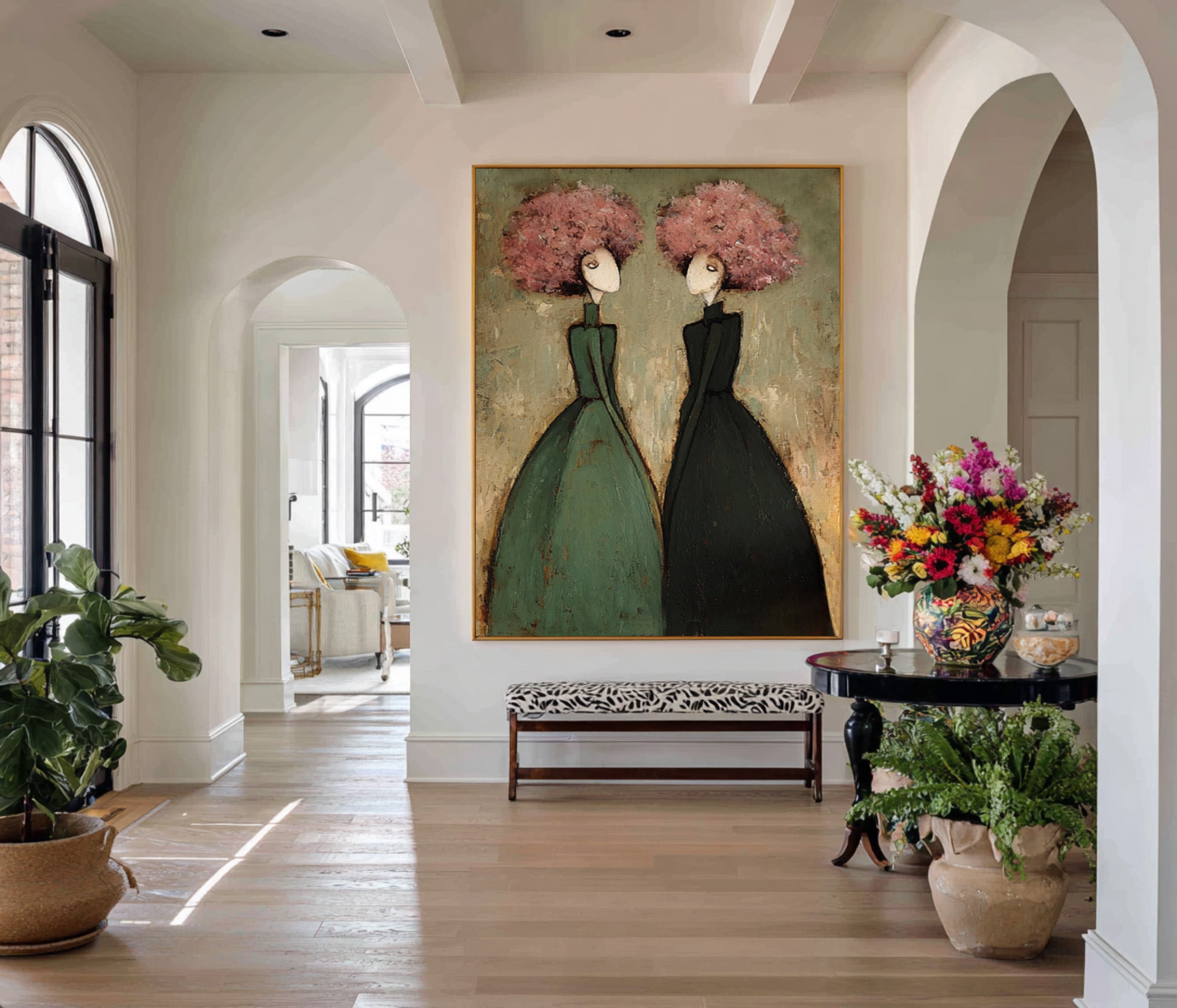 Modern Paired Figure Oil Painting - Contemporary Wall Art | KelorArt